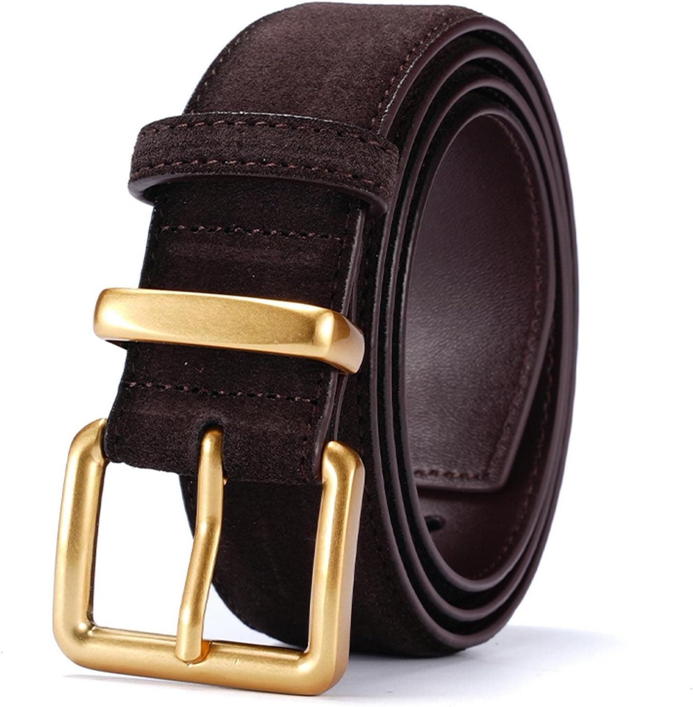 Cinturón ancho de gamuza para mujer, de piel auténtica, para jeans, vestido casual, cuadrado, hebilla dorada
