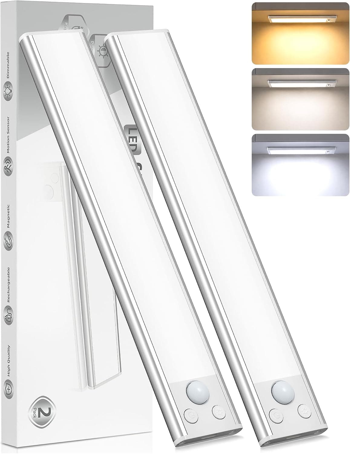 Luz LED Sensor Movimiento Cocina - Armario Luces Pilas Adhesiva Recargable