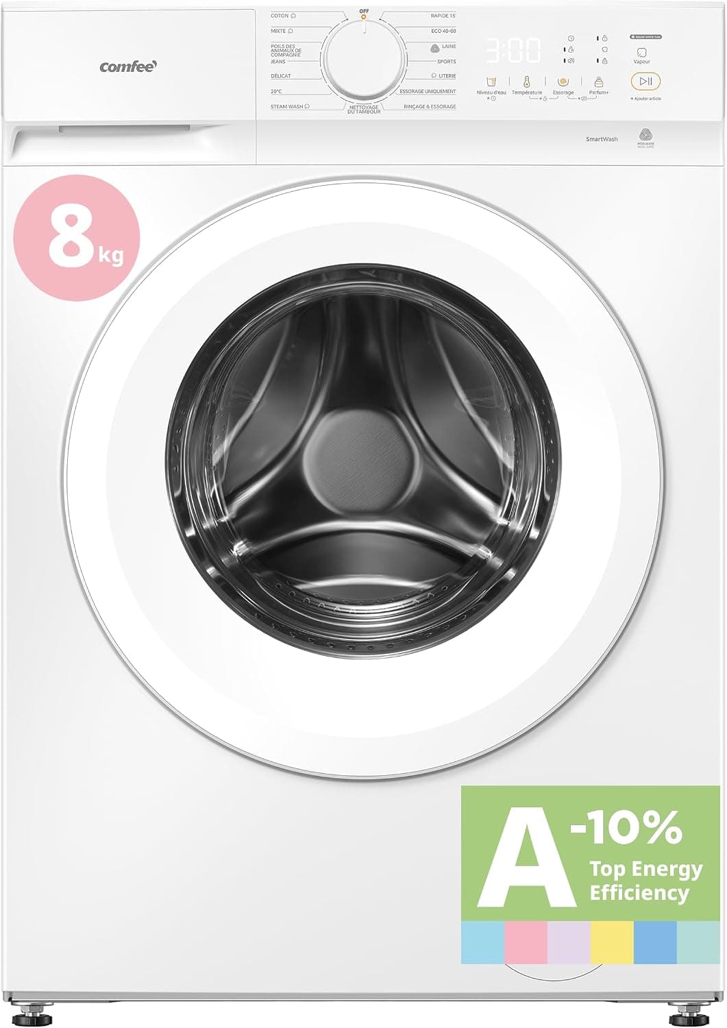 COMFEE' Lavadora 8KG Clase A-10% 1400RPM Smart wash Blanco CF08EWP05W