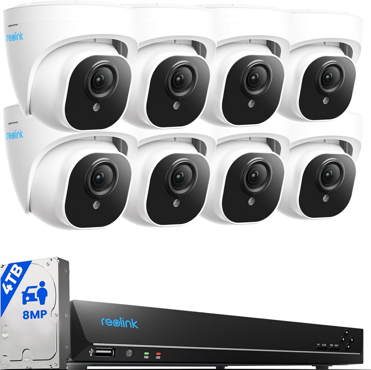 Reolink 16CH 4K PoE Kit Camaras de Vigilancia, Visión Nocturna, RLK16-800D8