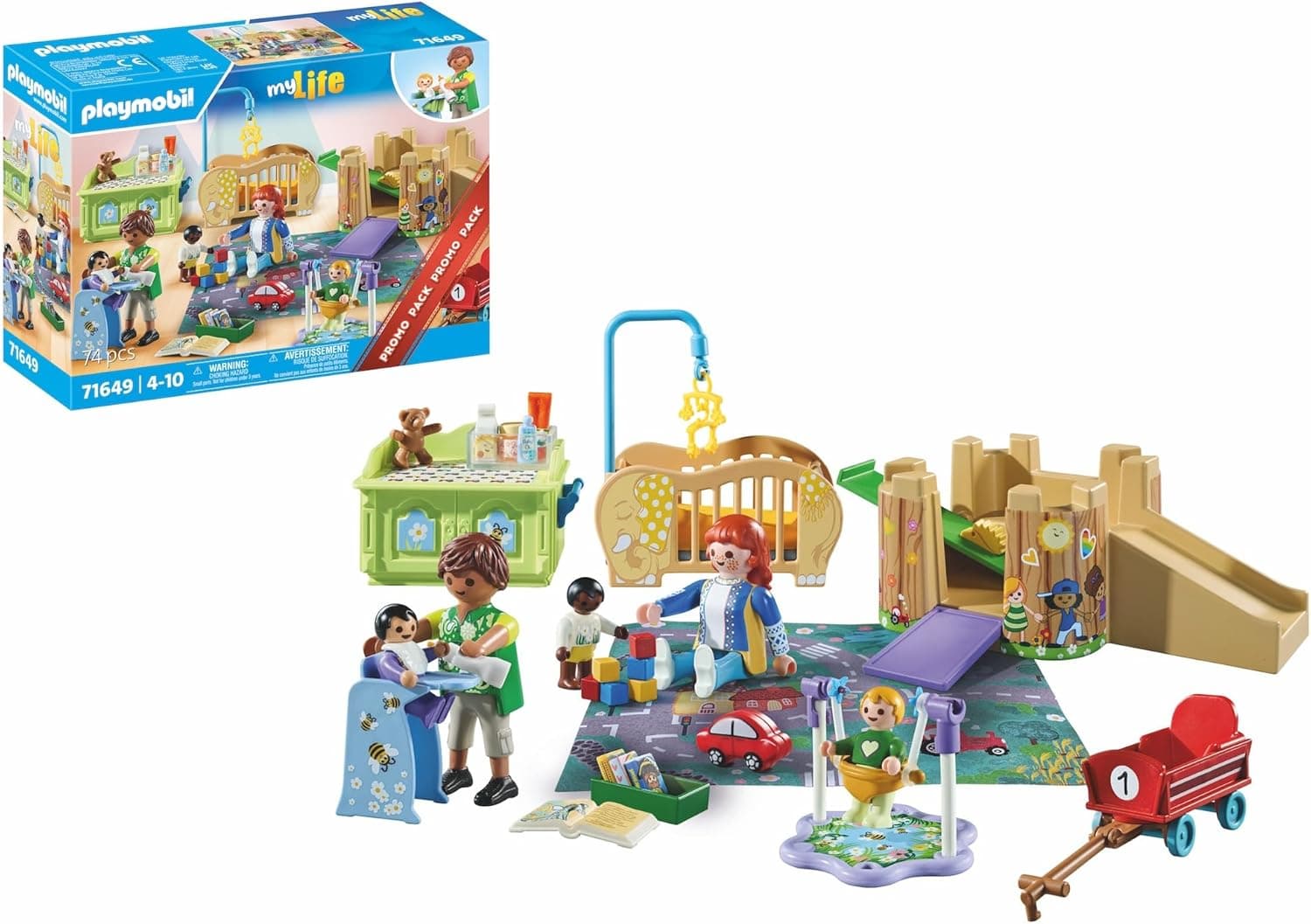 PLAYMOBIL MyLife Promo Pack 71649 Set Primera Infancia, Incluyendo Cinco Figuras, Torre de Juegos, tobogán y Muchos Accesorios adorables, Juguetes para niños y niñas a Partir de 4 años
