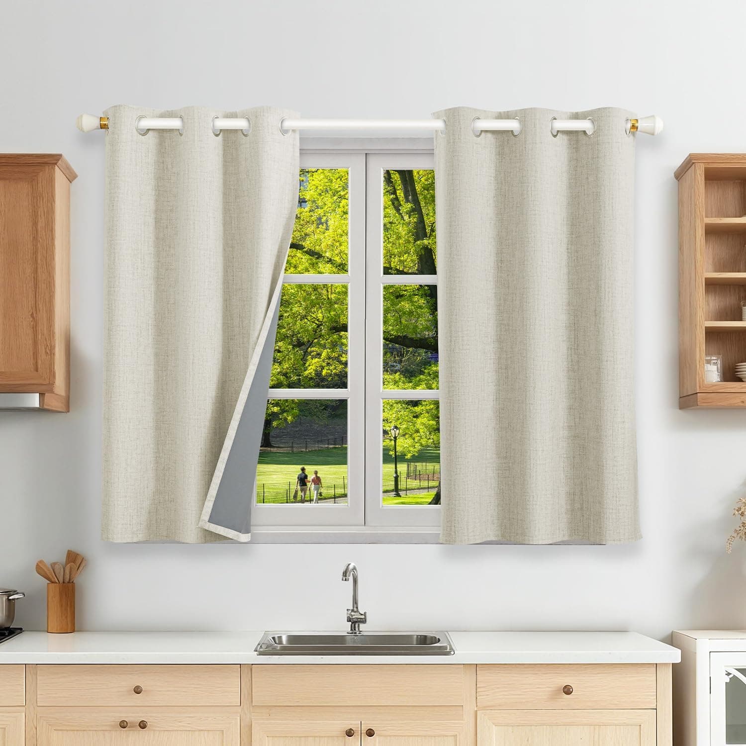 100% Cortinas Opacas Lino Termicas para Dormitorio y Salon 2 Piezas