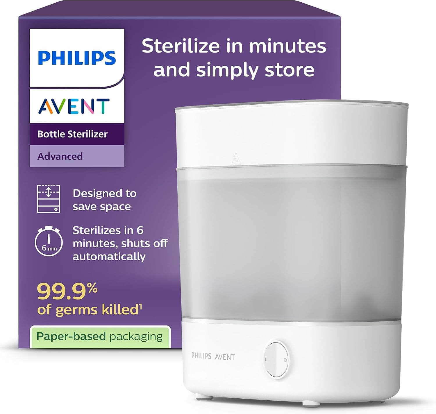 Philips Avent Esterilizador De Botellas Eléctrico A Vapor Para Hasta 6 Biberones, Tetinas Y Accesorios, Diseño Modular, Color Blanco SCF291/00