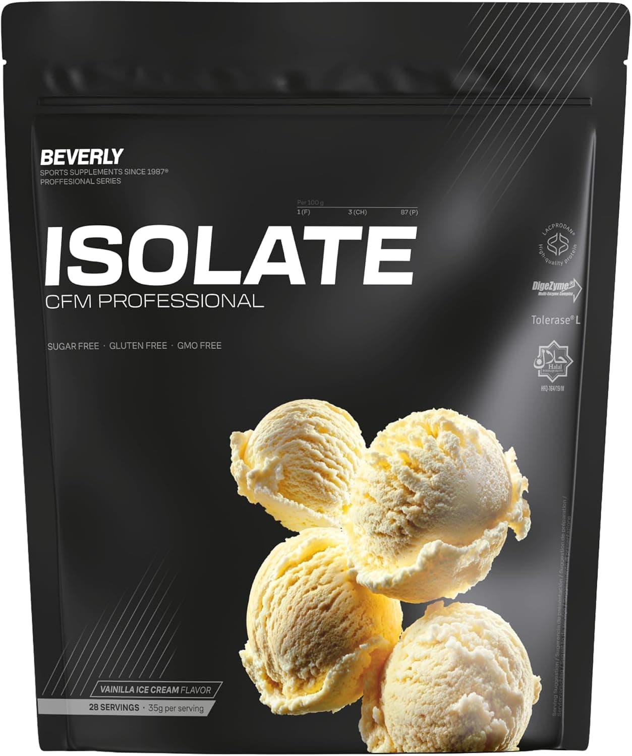 Beverly ISOLATE CFM – Proteína Aislada de Suero Premium (Whey Isolate) | 30 g Proteína | Baja en Lactosa y Sin Azúcares Añadidos | 29 Servicios | Desarrollo Muscular (1 Kg, Vainilla)