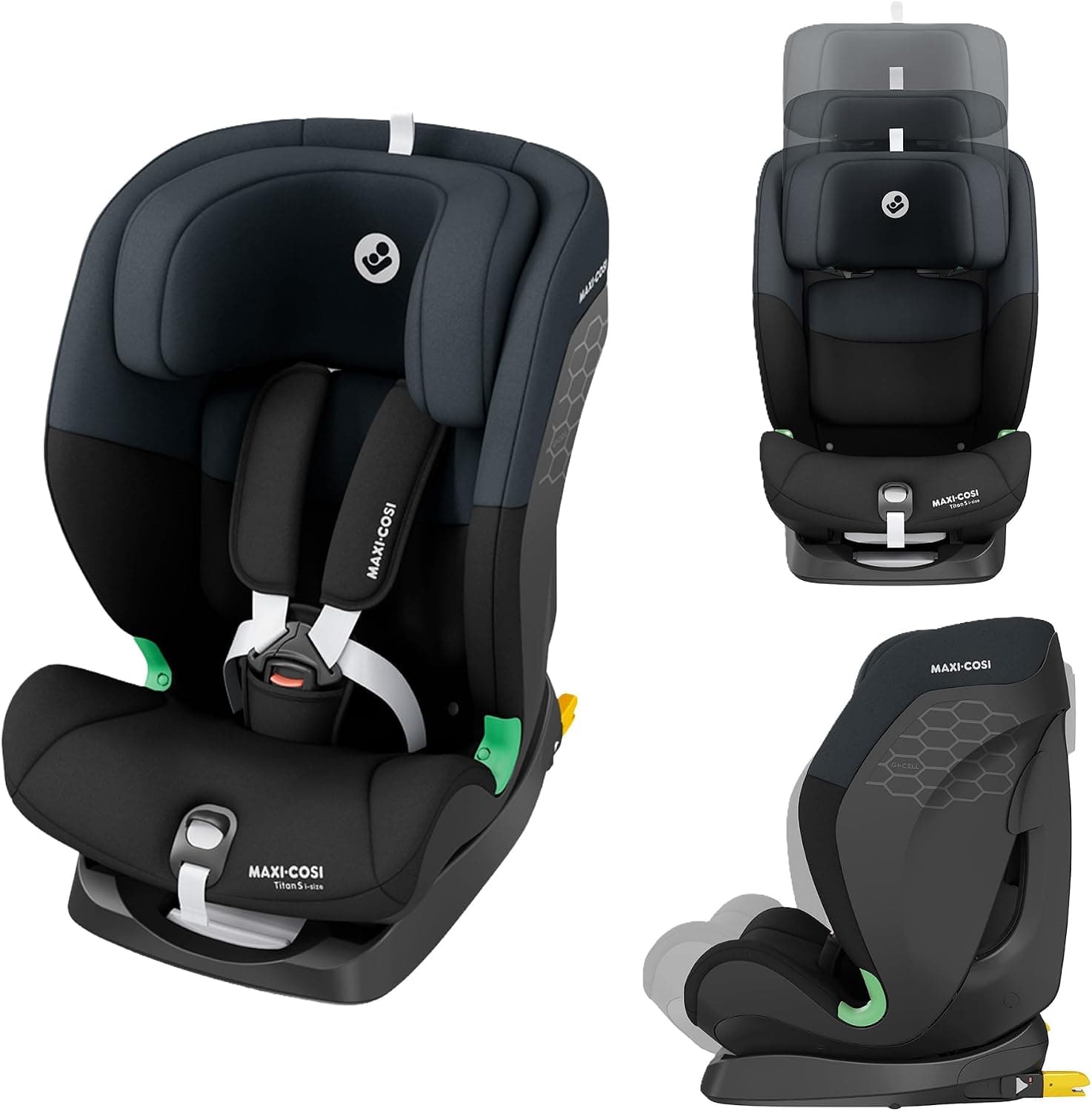 Maxi-Cosi Titan S i-Size, Silla de Coche ISOFIX, 76–150 cm, Tonal Black