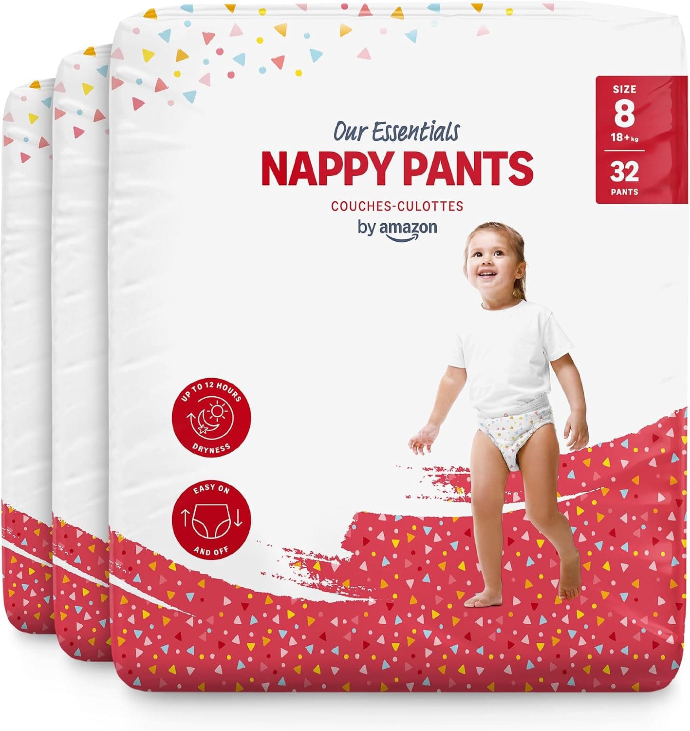 by Amazon Pañales braguita - Talla 8 (18+ kg) - 96 unidades (3 paquetes de 32)