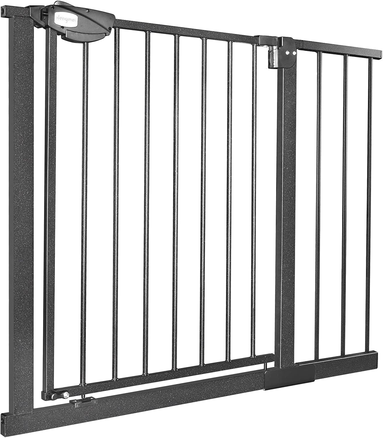 Aufun Barrera de Seguridad para escaleras sin taladrar, Barrera con Cierre a presión, Cierre automático, Extensible con extensión separada, Ancho 95-105 cm, Rejilla metálica (Negro)