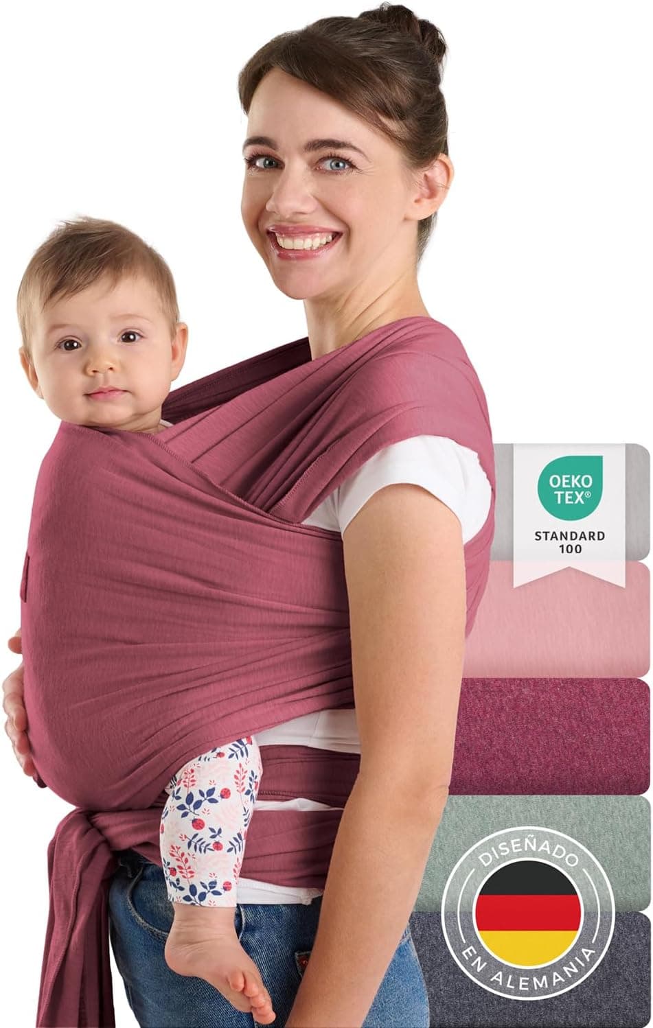 Laleni - Portabebés para recién nacidos de hasta 15 kg, 100 % algodón biológico, color Rojo
