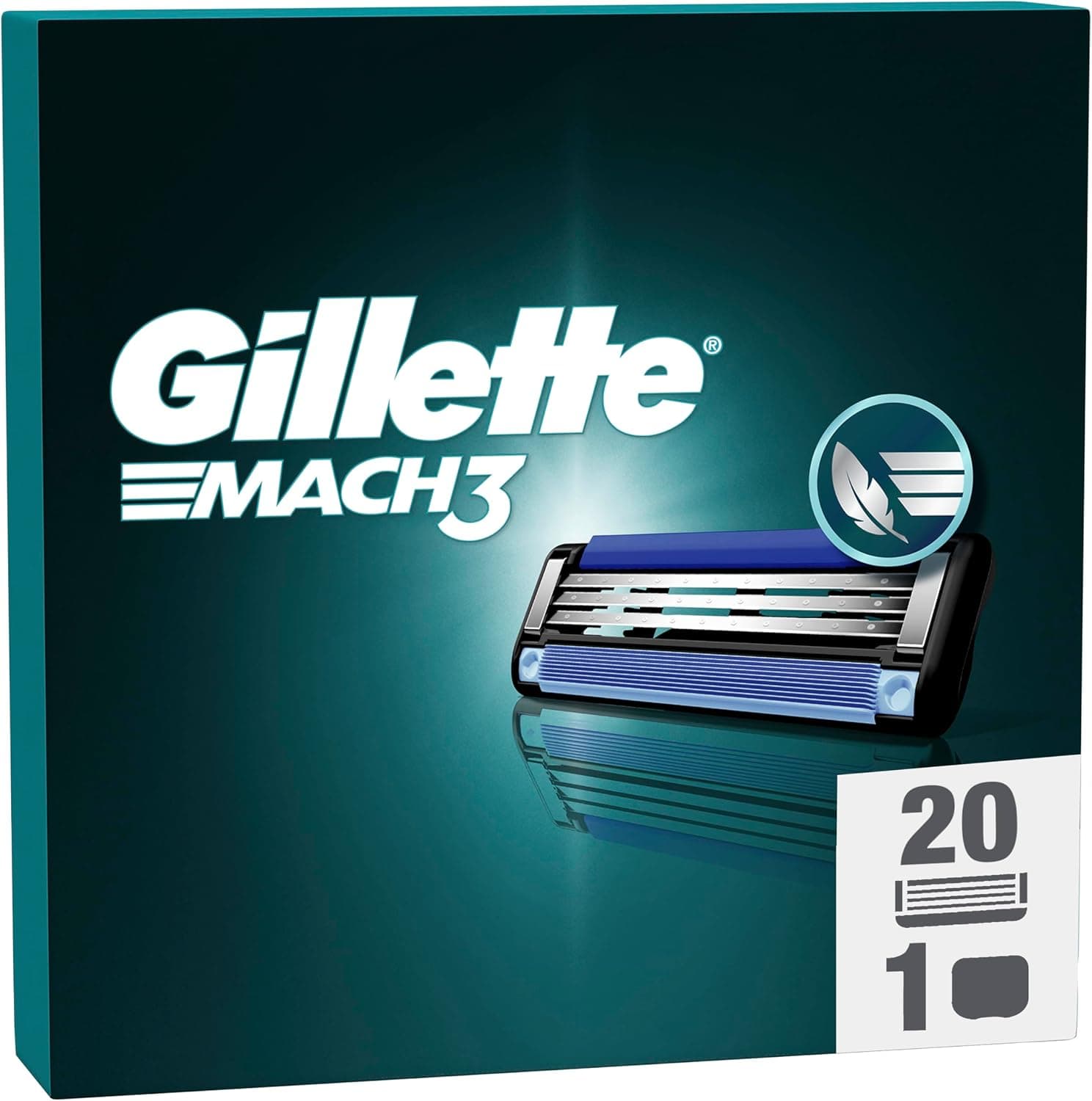 Gillette Mach3 Cuchillas de Afeitar Hombre + Funda de Viaje, Pack de 20