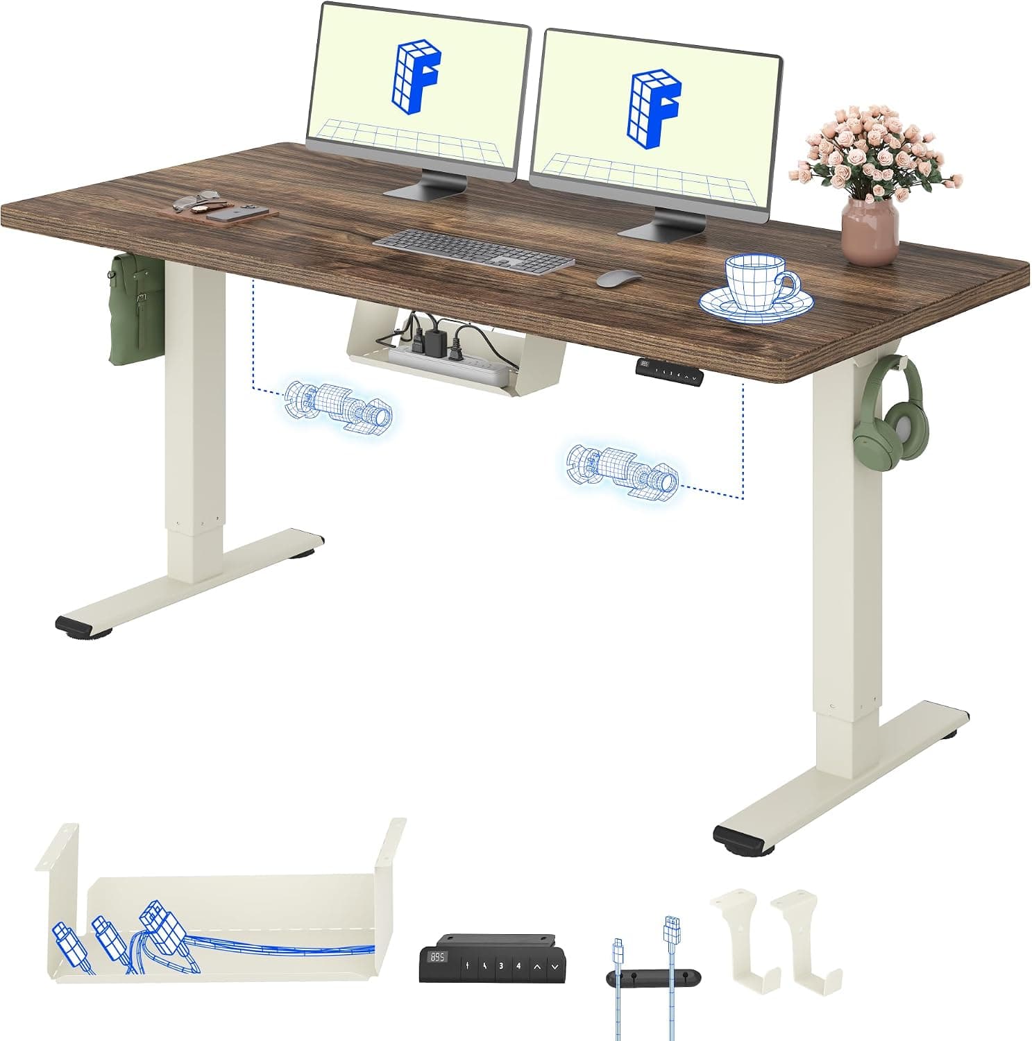 FLEXISPOT Escritorio Elevable Eléctrico 160x80 Doble Motor, Tablero Entero
