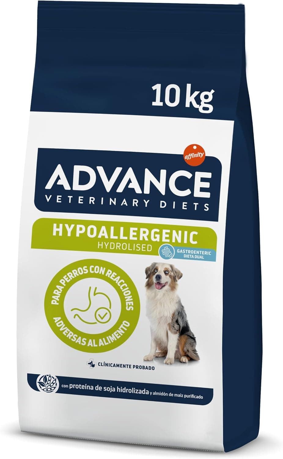 Advance Veterinary Diets Hypoallergenic, Pienso para Perros para Reducir las Intolerancias alimentarias, 10kg