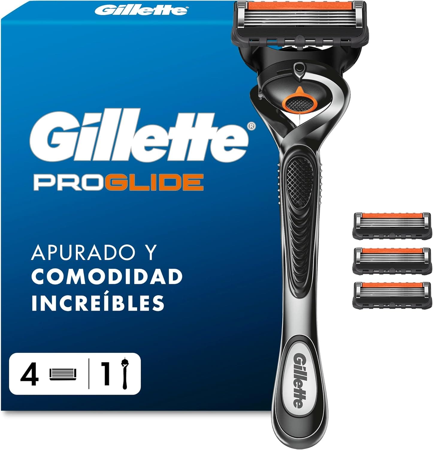 Gillette Proglide Maquinilla de Afeitar Hombre con 4 Recambios, Negro