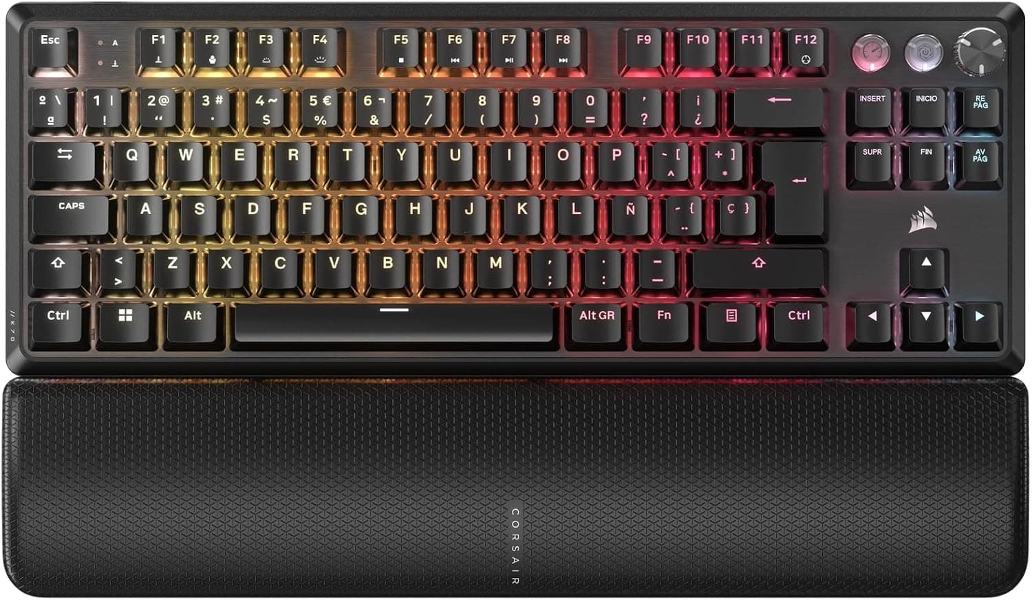 CORSAIR K70 PRO TKL RGB Teclado para Juegos con Cable Magnético-Mecánico – Interruptores Ajustables MGX Hyperdrive Pre-Lubricados, SOCD y Disparo Rápido Simultáneos, 8.000 Hz, QWERTY – Negro