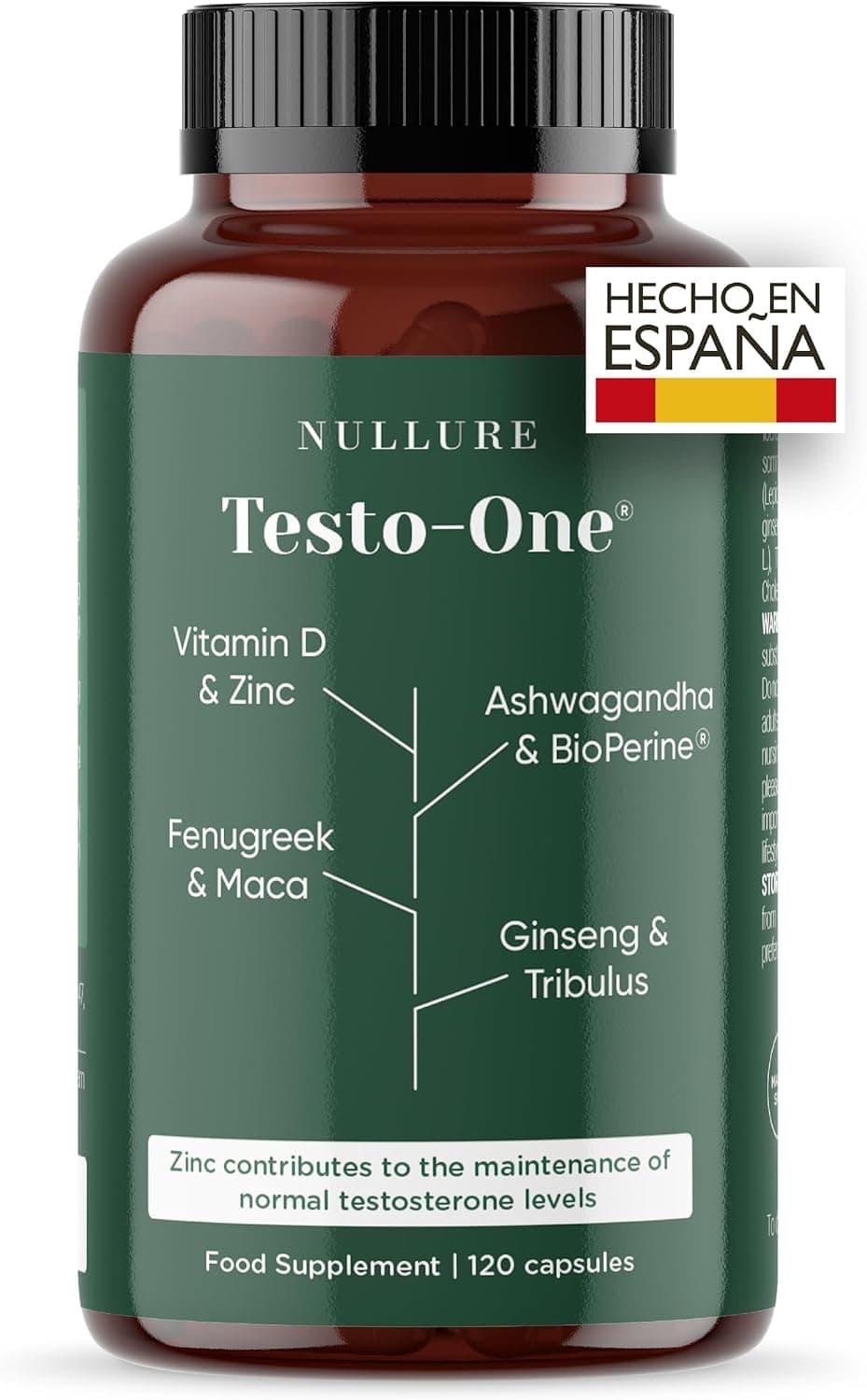 Nullure Testosterona Hombre Natural | Vegano | Testado en laboratorio alemán | Rendimiento · Musculación · Energía I Tribulus Terrestris + Maca + Ashwagandha + Zinc |120 caps