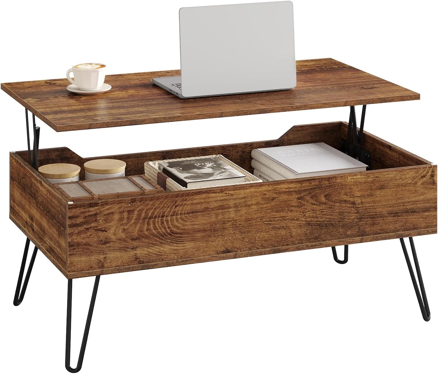 WOLTU Mesa de Centro Elevable, Mesa de Salon con Espacio Interno
