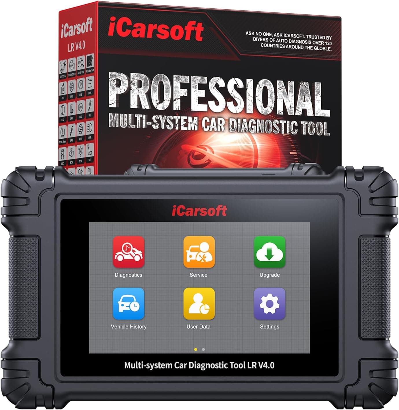 iCarsoft LR V4.0 Máquina Diagnosis Coche para Land Rover/Jaguar+ 2 Marcas Opcionales, Escáner OBD2 Bidireccional de Todo el Sistema, 38 Funciones Reinicio, Vin Automático, Actualización WiFi por Vida