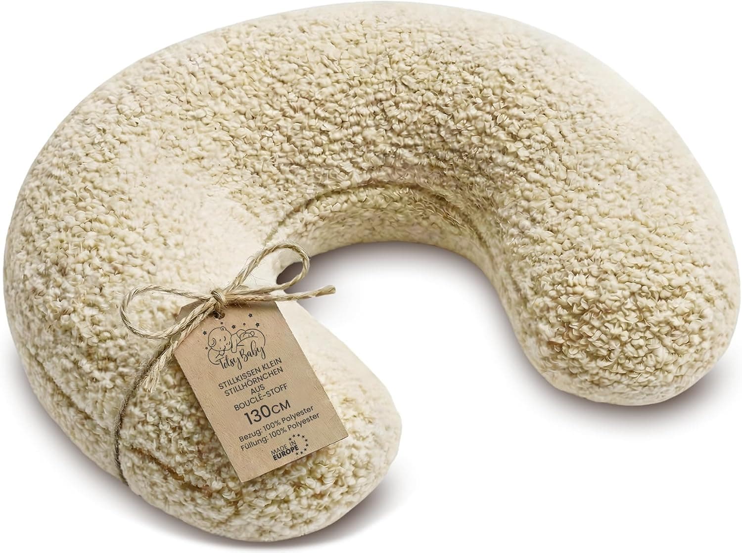 Totsy Baby Cojín de Lactancia bebé 130 cm Forma C cojin Lactancia Nursing Pillow – Funda Bouclé desenfundable Lavable ergonómico recién Nacido Media Luna amamantar – Oeko-Tex Crema