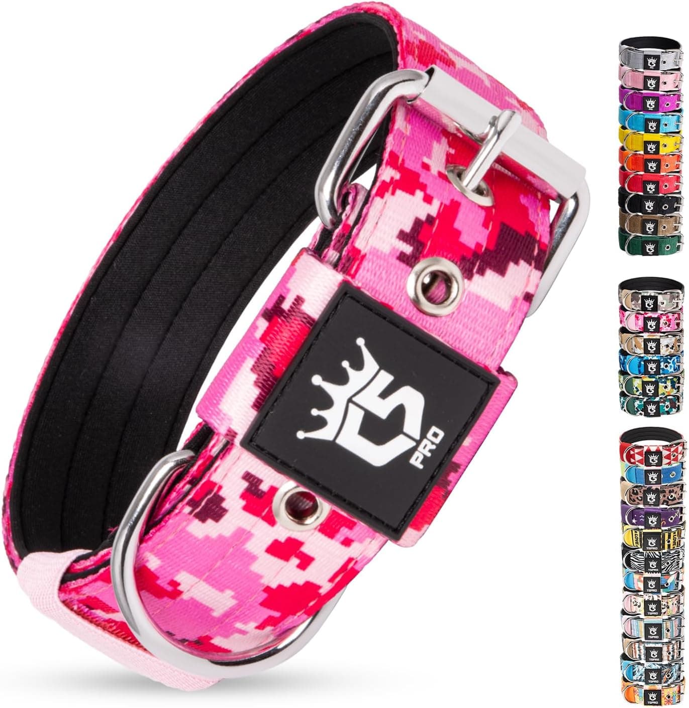 TSPRO Collar Táctico para Perros, Acolchado, Ancho 3,8 cm, Ajustable