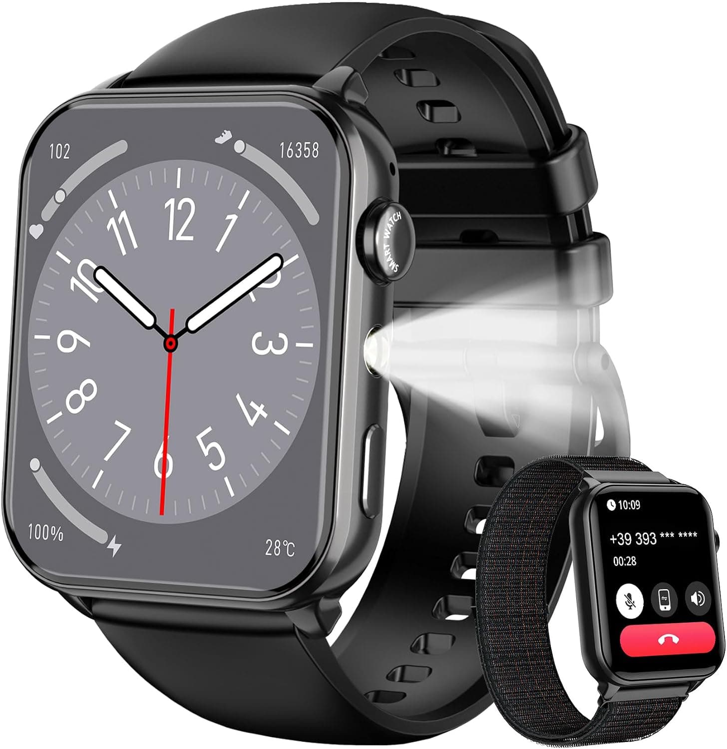 Reloj Inteligente Mujer Hombre con Llamada,1,91" Smartwatch con Linterna,Pulsómetro,Podómetro,SpO2,Monitor Sueño,20 Días Autonomía,Impermeable IP68,110+Modos Deportivo,Reloj Deportivo para Android/iOS
