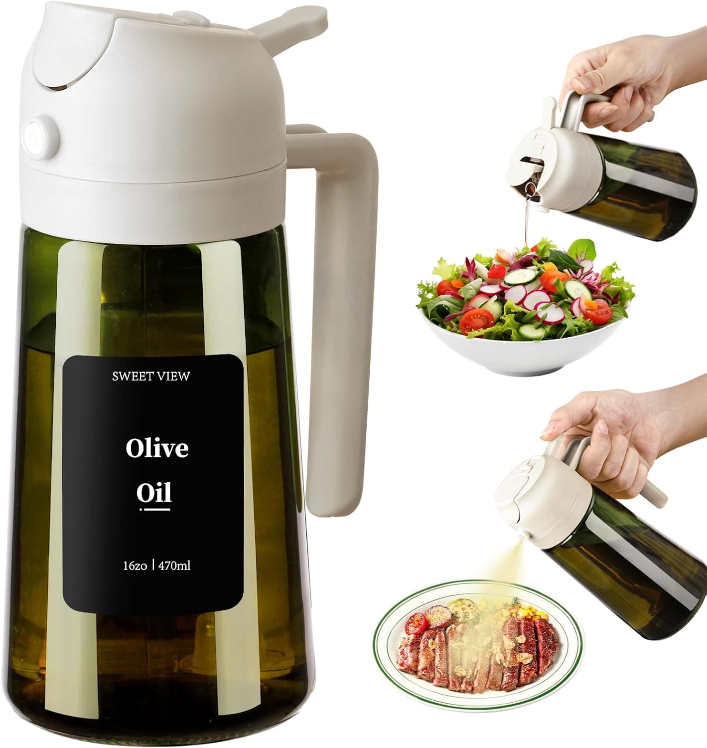 SWEET VIEW Aceitera Spray Pulverizador y Dispensador Aceite
