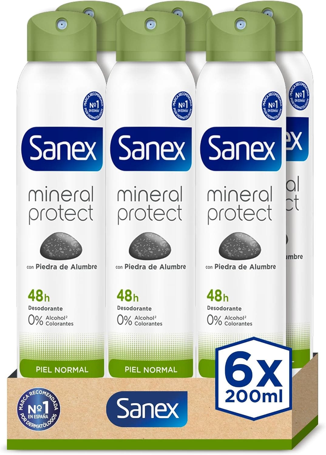 Sanex Mineral Protect, Desodorante Spray Piel Normal, Pack 6x200ml