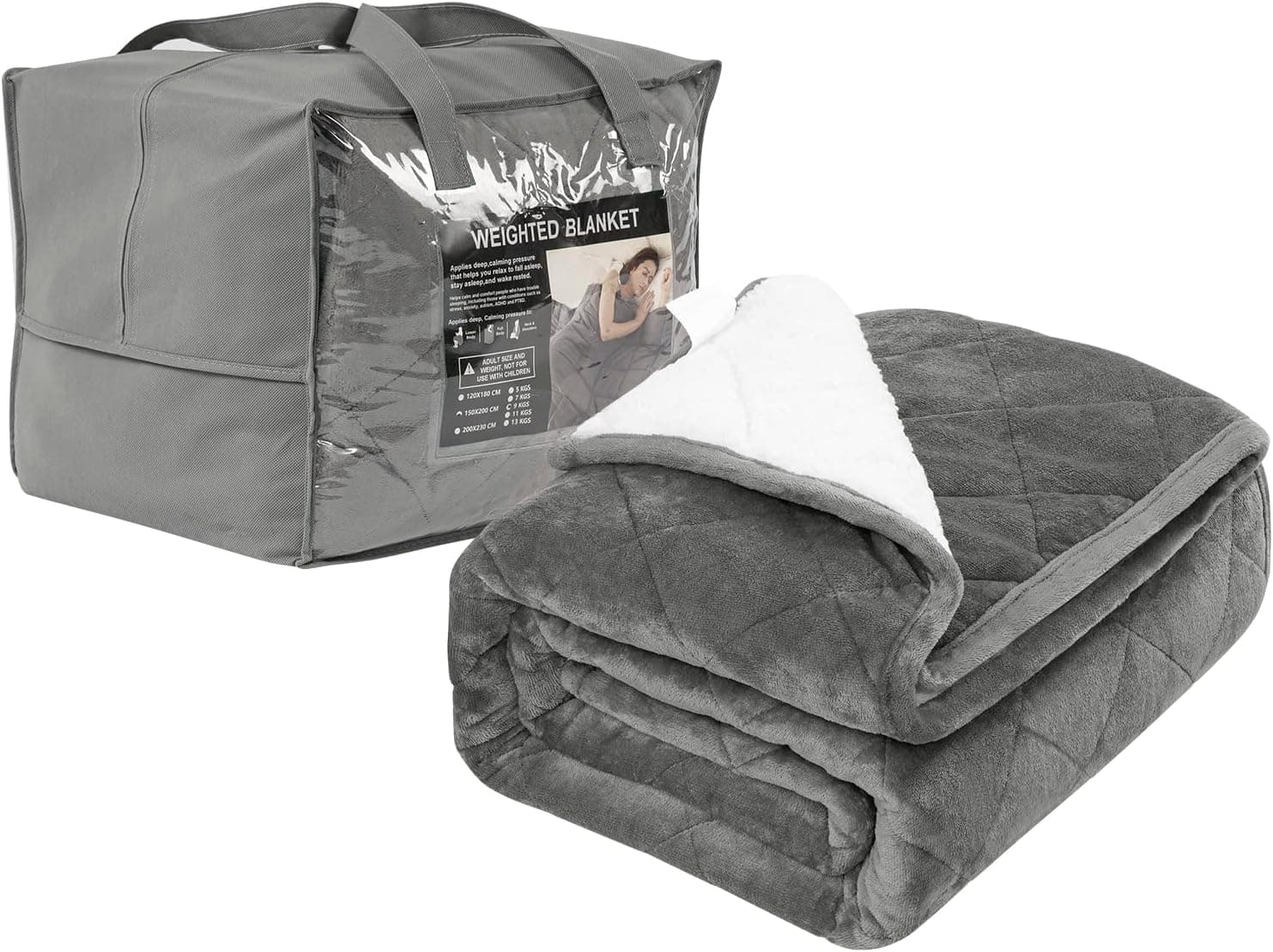 WOLTU Manta Pesada para Adultos 7kg, 135x200 cm, Gris