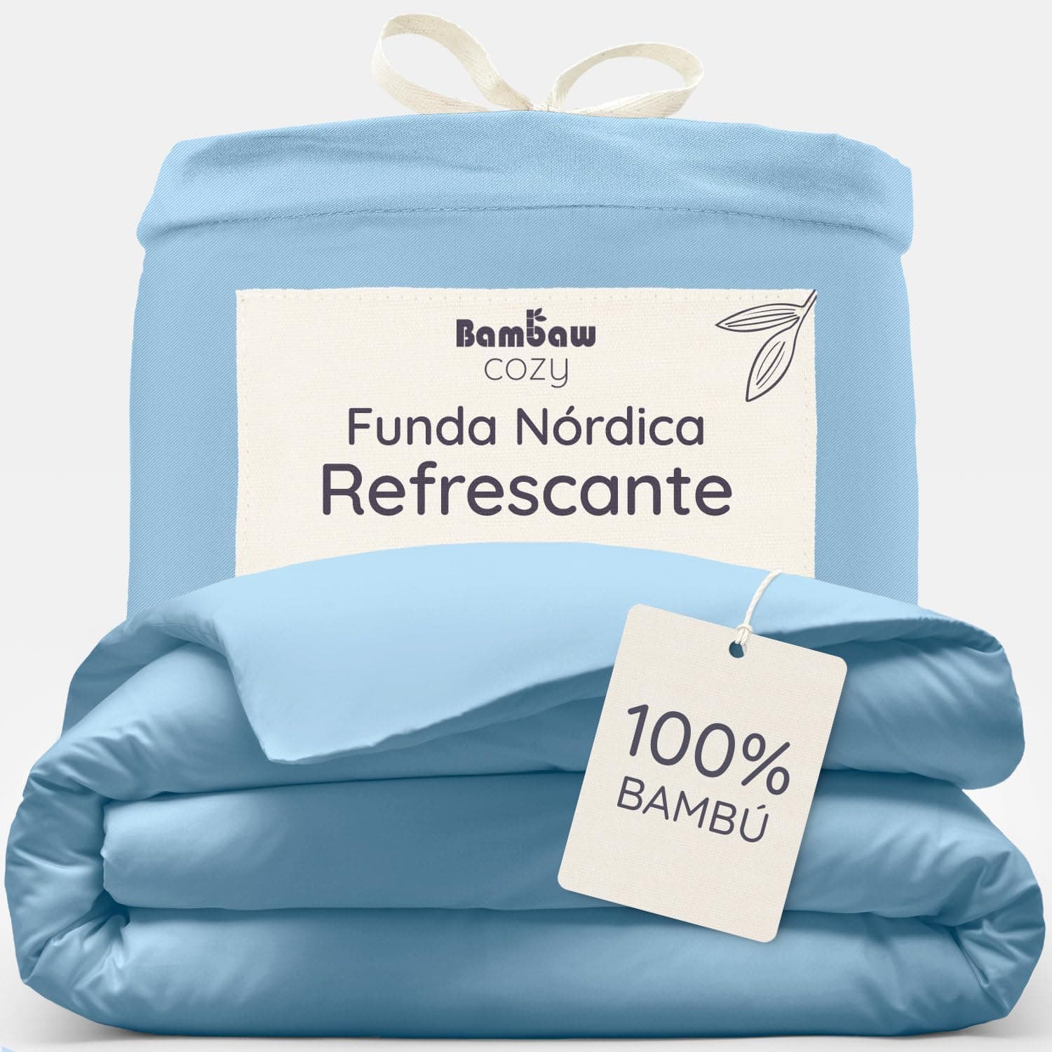 Bambaw Funda Nordica 135x200 Bambu, Sabanas Cama 90 cm Antiacaros, Funda Nórdica Fibra Bambu, Sabanas Anti Calor, Antisudor y Reguladoras, Certificado Oeko-Tex (Azul Claro)