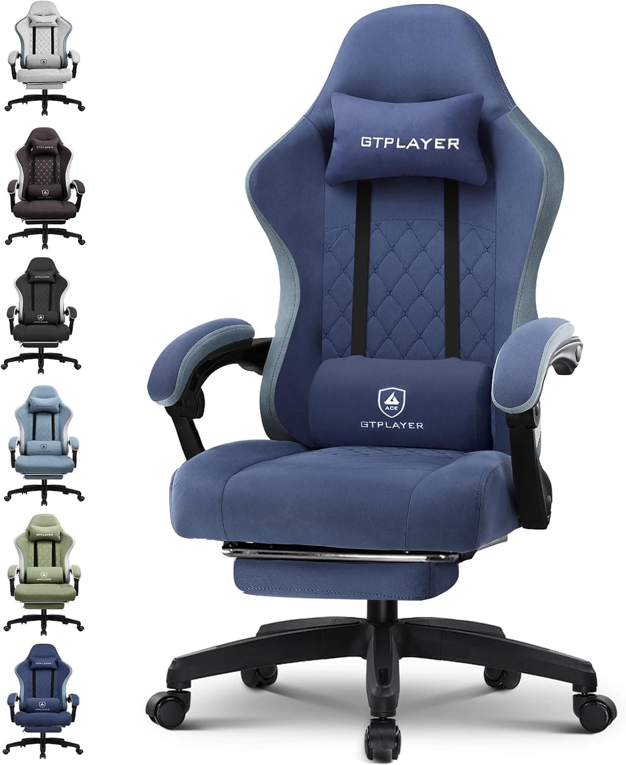GTPLAYER Silla de Oficina y Gaming con Cojín de Muelles Ensachados, Respaldo Alto Ergonómico con Apoyabrazos y Reposapiés Articulados, Silla de Ordenador con Soporte Lumbar, Soporta 150 kg