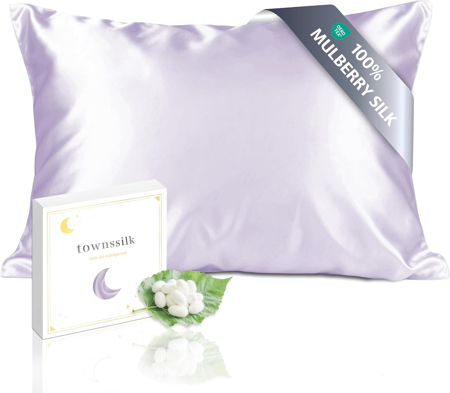 townssilk Funda de almohada de seda 100 % seda pura de morera de 19 mm, seda de ambos lados, para el cabello y la piel, salud, funda de almohada de seda, cremallera oculta, 600 hilos, 1 unidad, 40 x