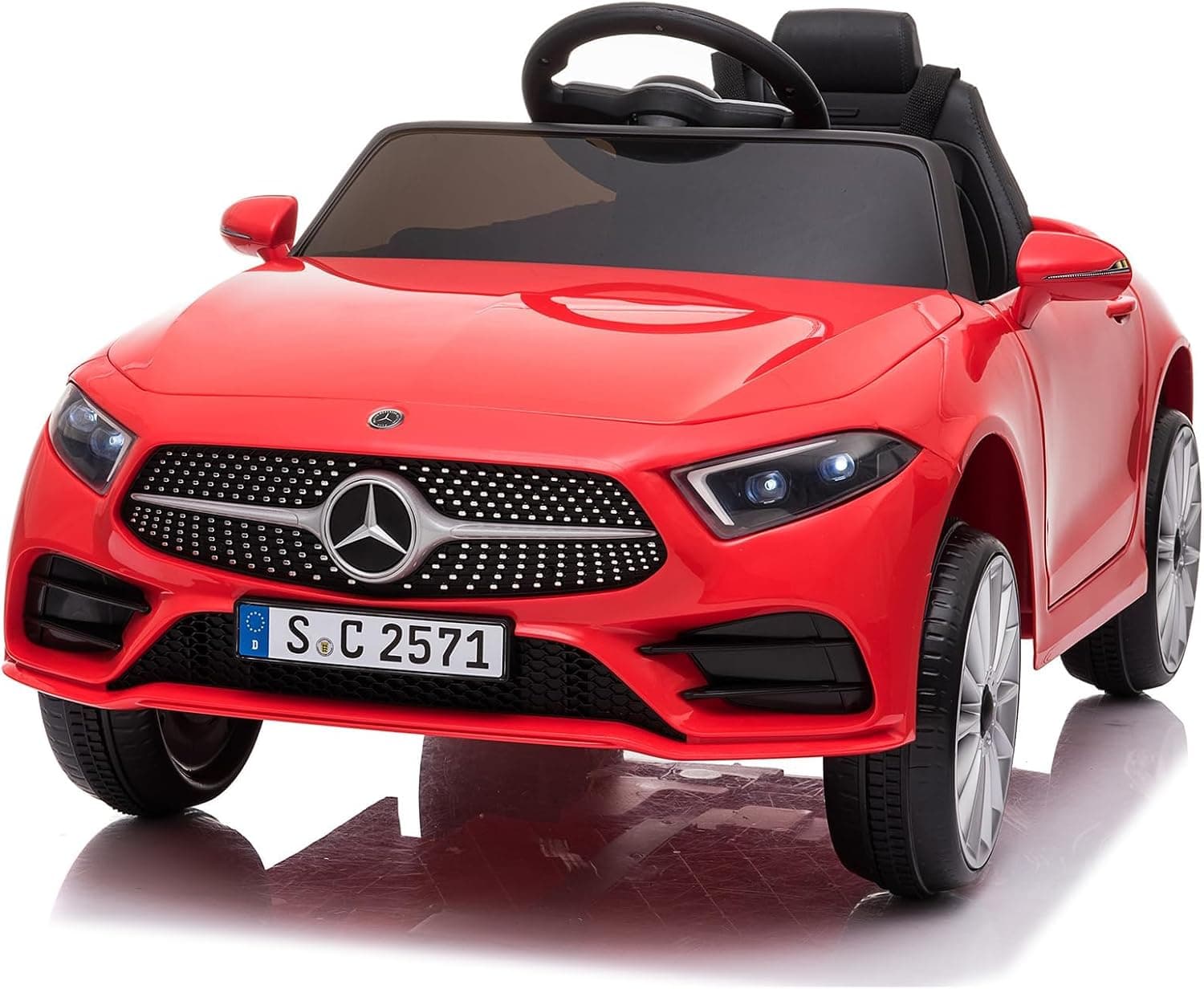 LALAHO Coche Electrico para niños,Mercedes para Niños 12V Rojo