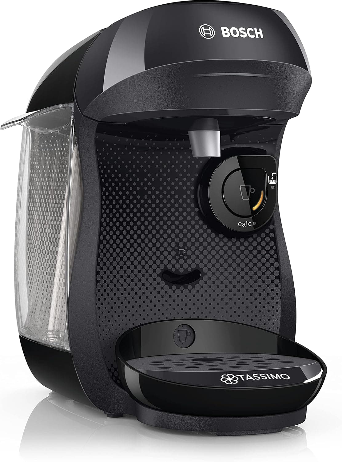 Bosch - Cafetera multibebida TASSIMO HAPPY, más de 40 especialidades, OneTouch, servicio individual, tamaño compacto, INTELLIBREW, negro, TAS1002N