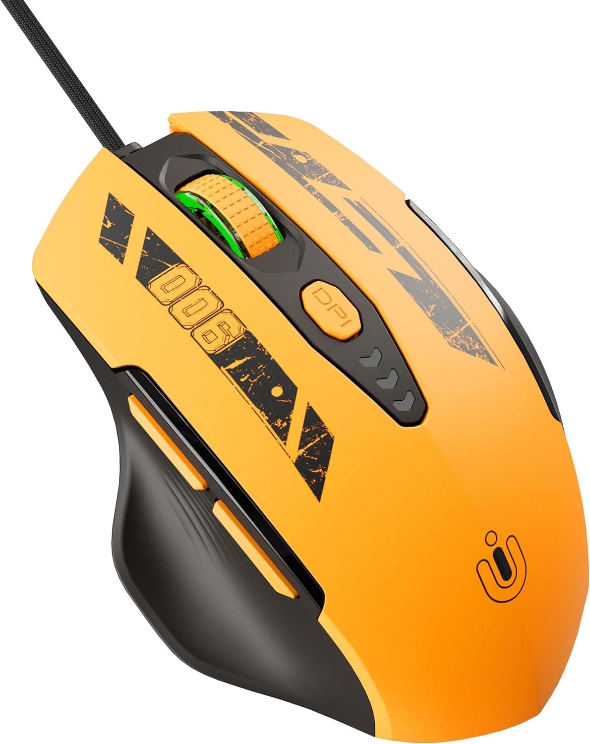 Uineer Ratón con Cable USB, 7200 DPI, 6 Botones, Ergonómico