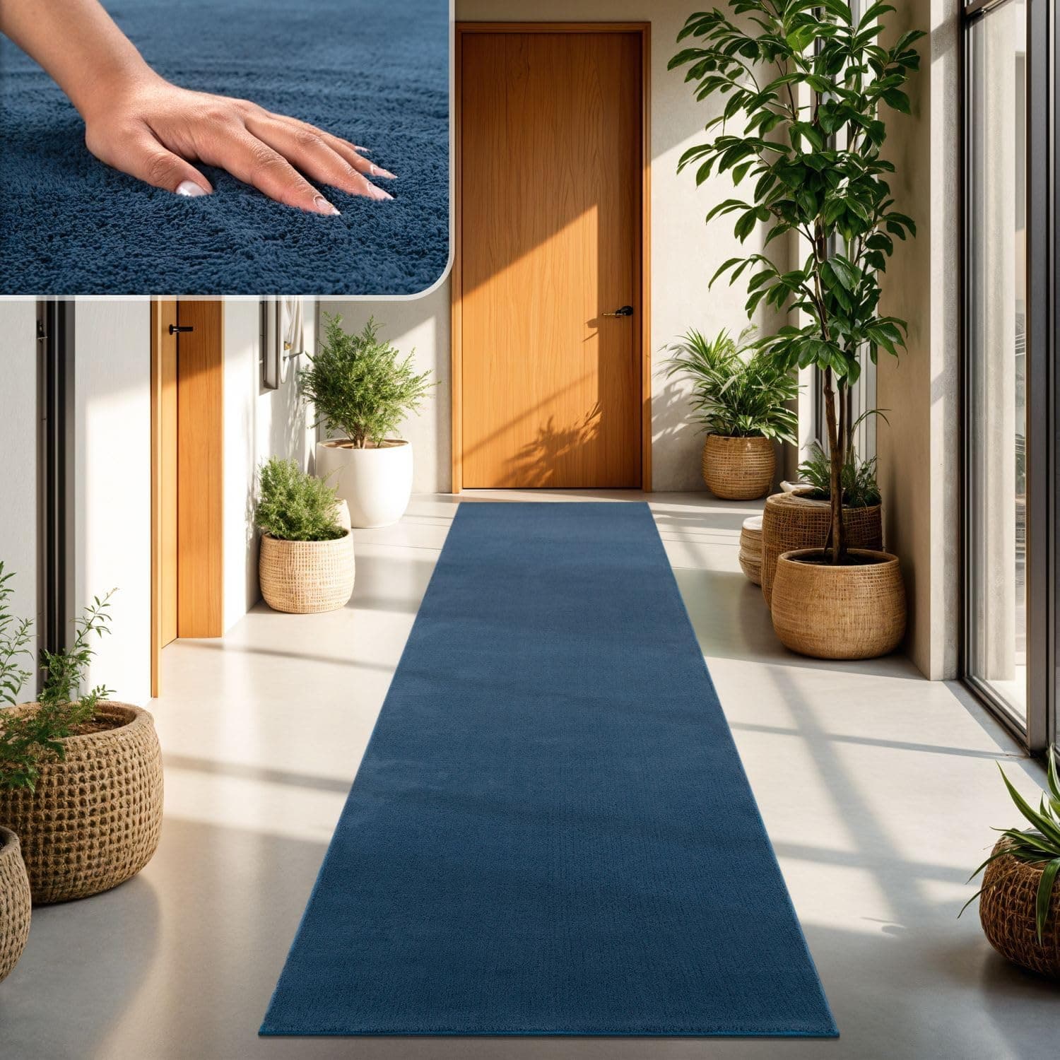 TT Home Alfombra Salón Azul 60x100 cm Lavable y Pelo Corto