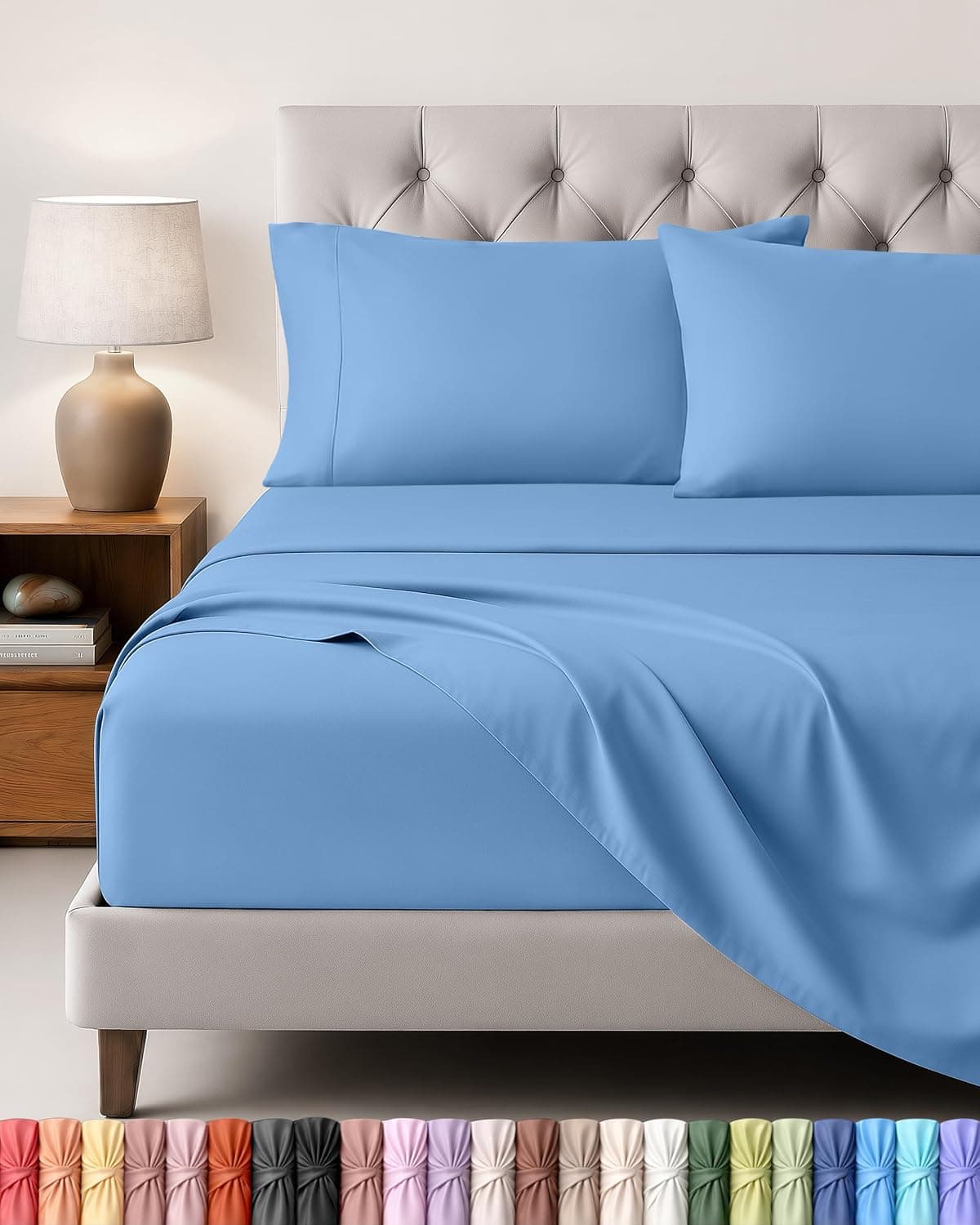 Utopia Bedding Juego de Sabanas 4 Piezas, 150x200cm, Azul Holandés