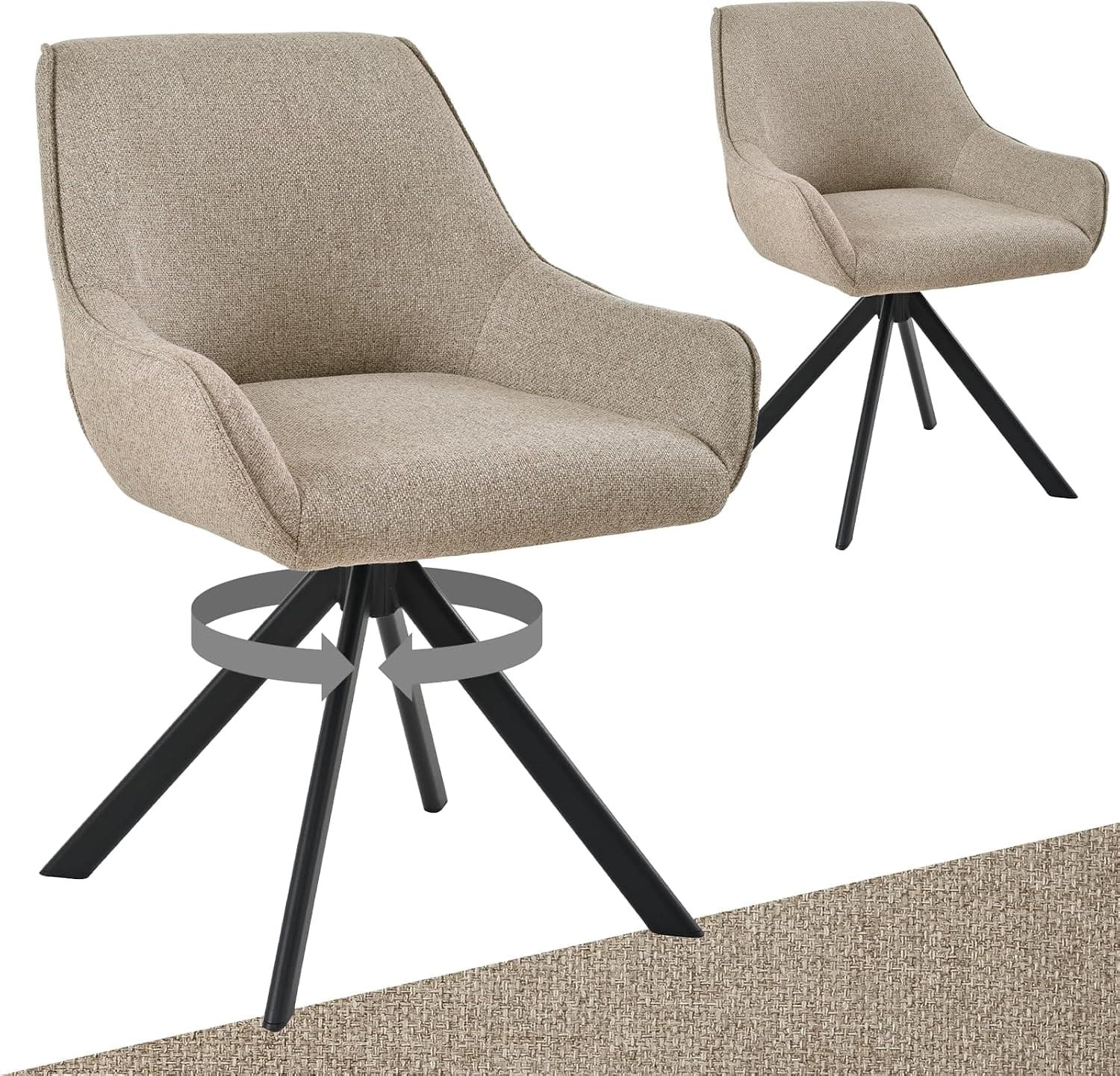 Pack 2 Sillas de Comedor Giratorias Tela Texturizada Greige