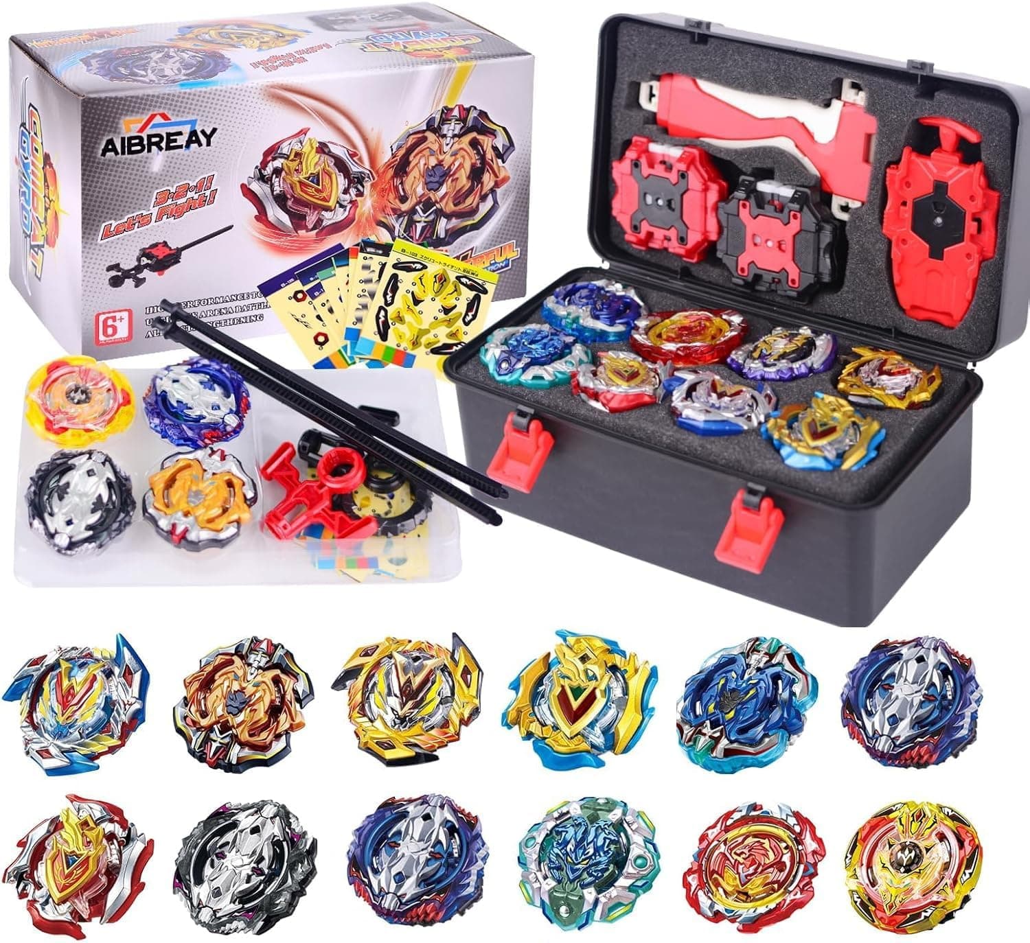 AIBREAY Peonzas Batalla con Lanzador Set, Ideal para Niños 6+ Años