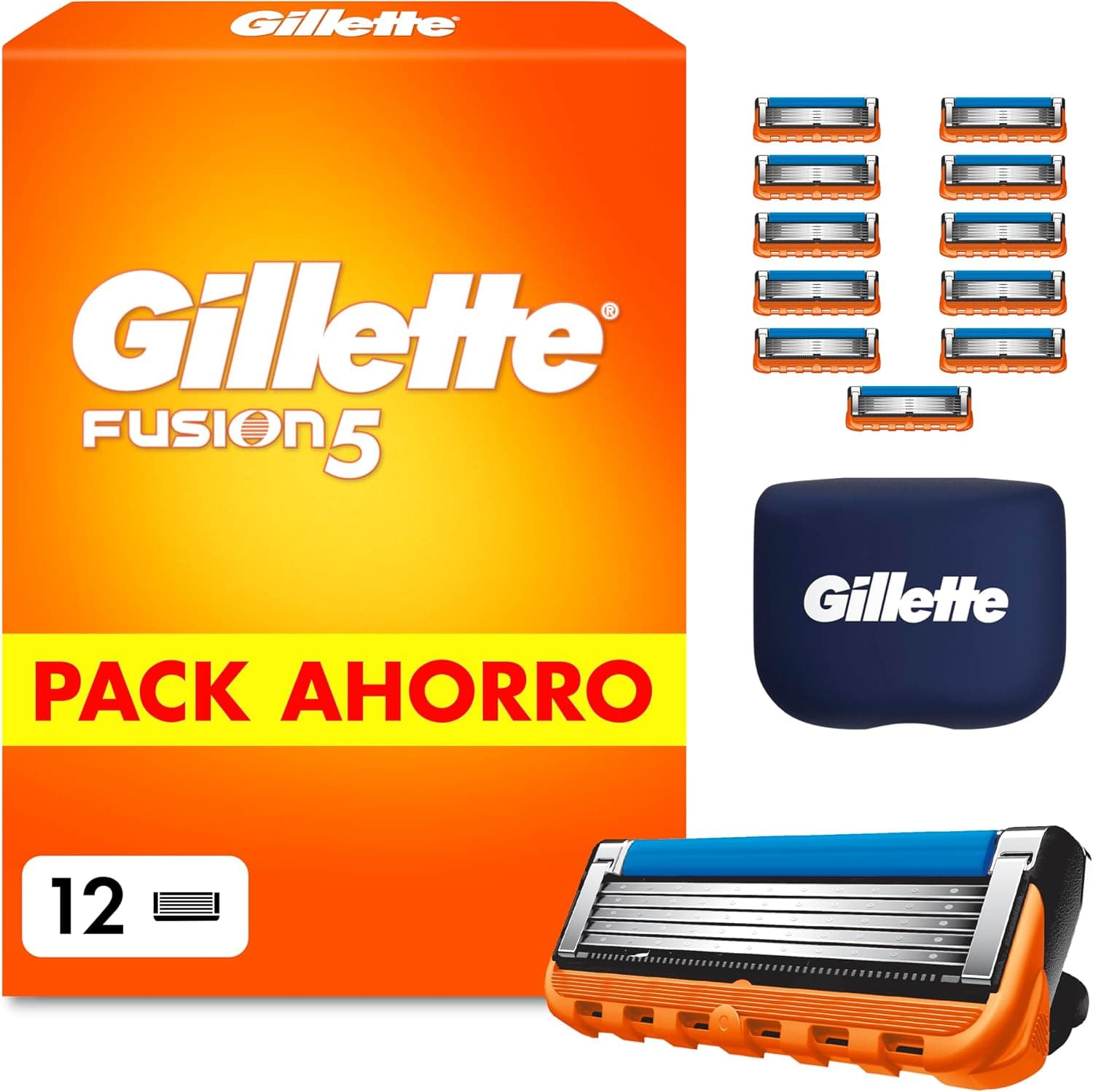 Gillette Fusion5 Cuchillas de Afeitar Hombre, Pack de 12