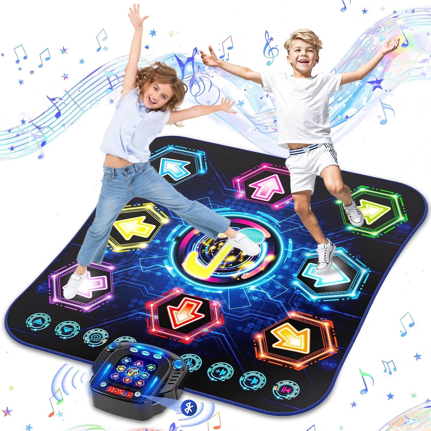 2026 Nueva Alfombra de Baile para Niños,Alfombra de Baile Electrónica con 8 Botones Luminosos y Batería Led,Bluetooth Inalámbrico y 27 Niveles de Juego,¡un Gran Regalo de Cumpleaños para Niñas y Niños
