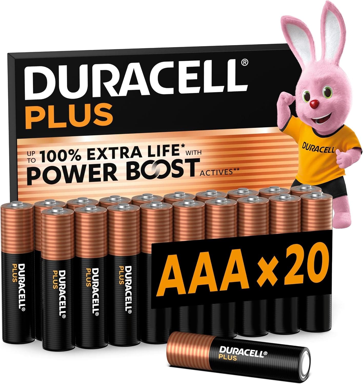 DURACELL Plus AAA Pilas Alcalinas (Paquete de 20) 1.5V, LR03