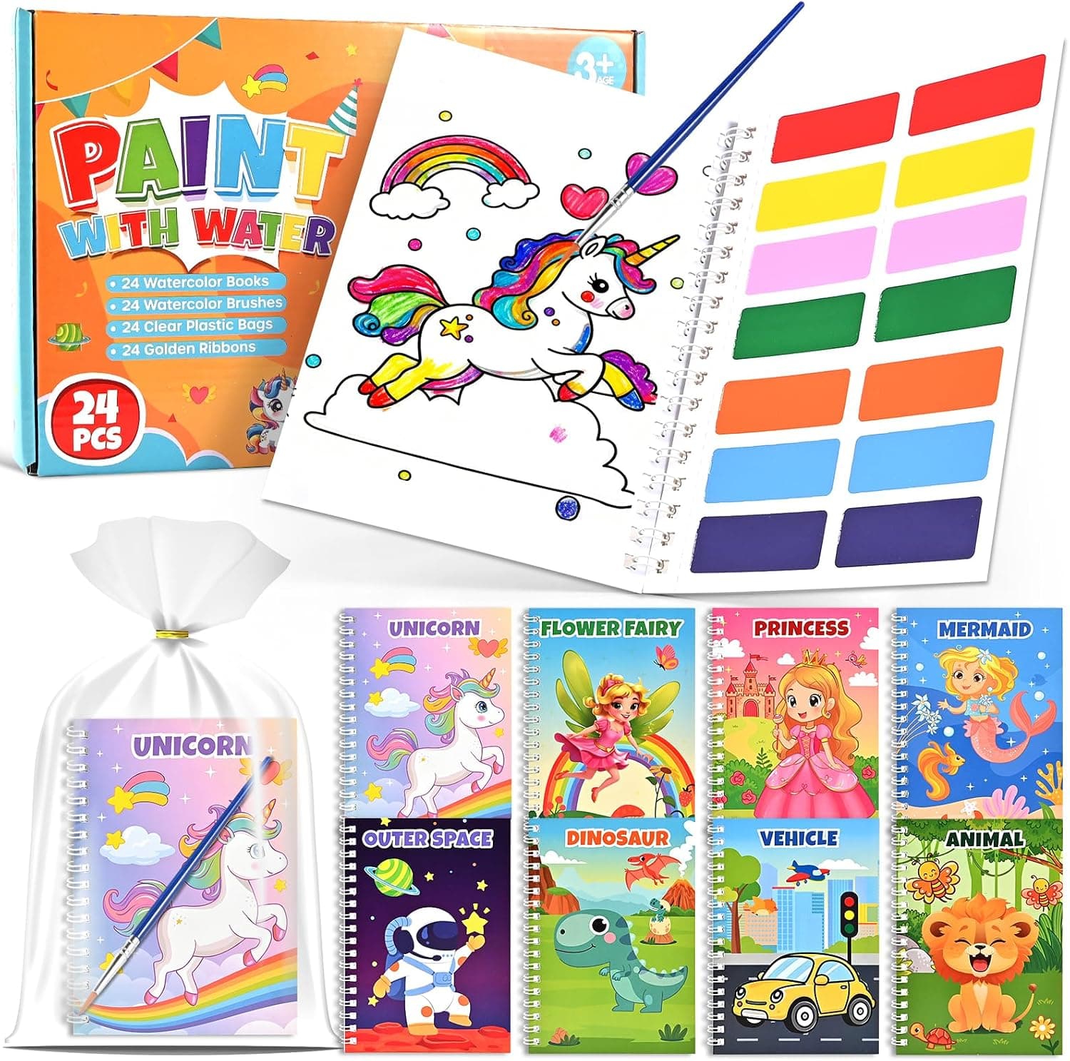 GOLDGE 24 Pack Libros Colorear, Kit Manualidades Niños, Detalles Cumpleaños