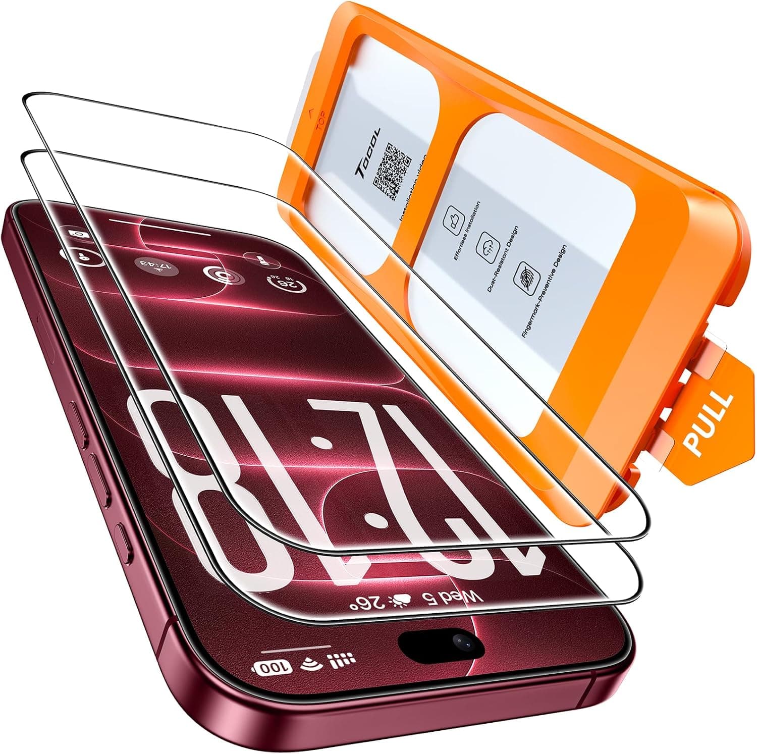 TOCOL 2 Piezas Protector Pantalla para iPhone 18 Pro, Instalación Fácil