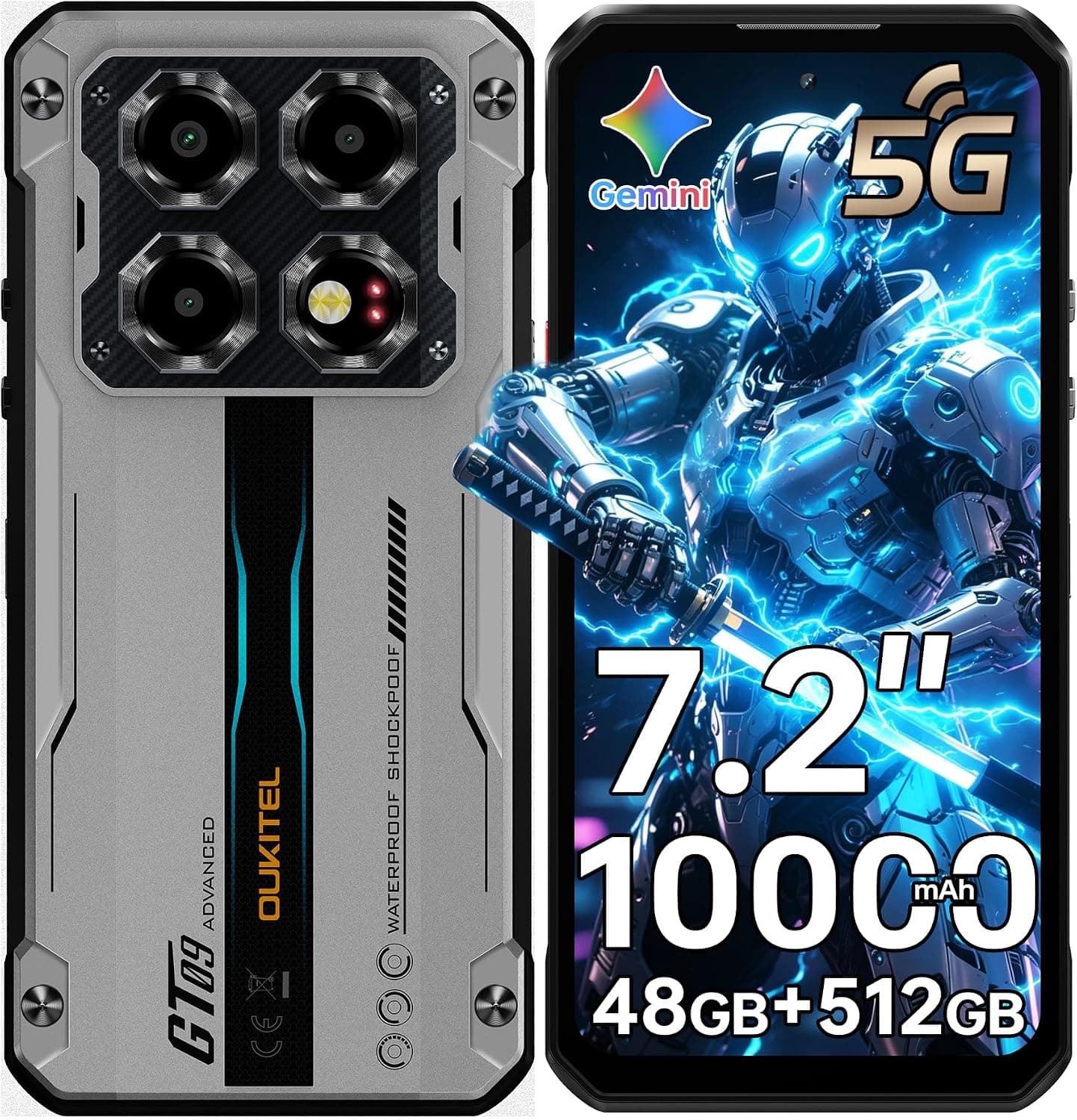 OUKITEL WP60 5G Movil Irrompible, 7.2" HD+ 120Hz Móvil Resistente