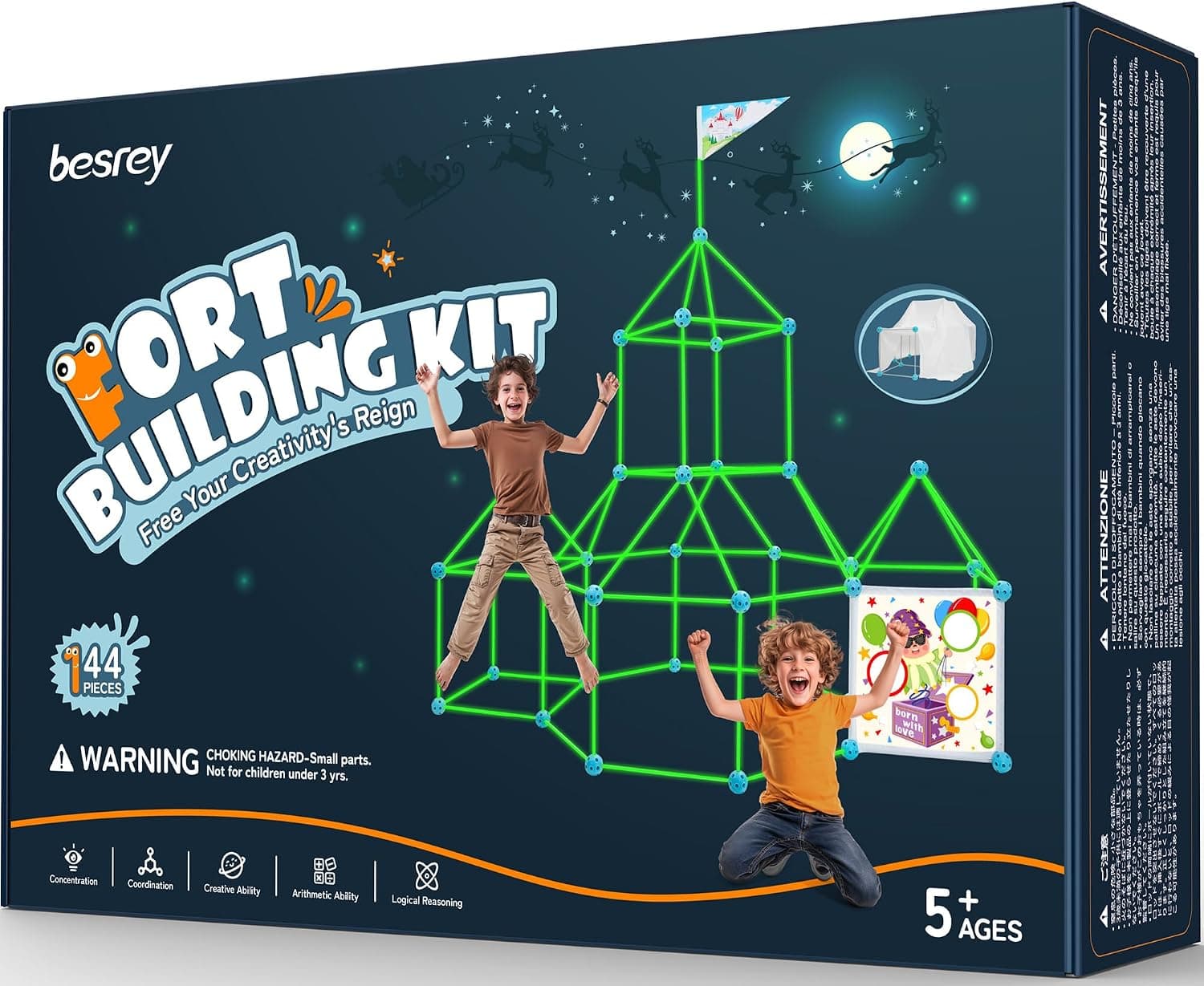 besrey Construcciones para niños 144 Piezas, Juego de Lanzamiento 2 en 1