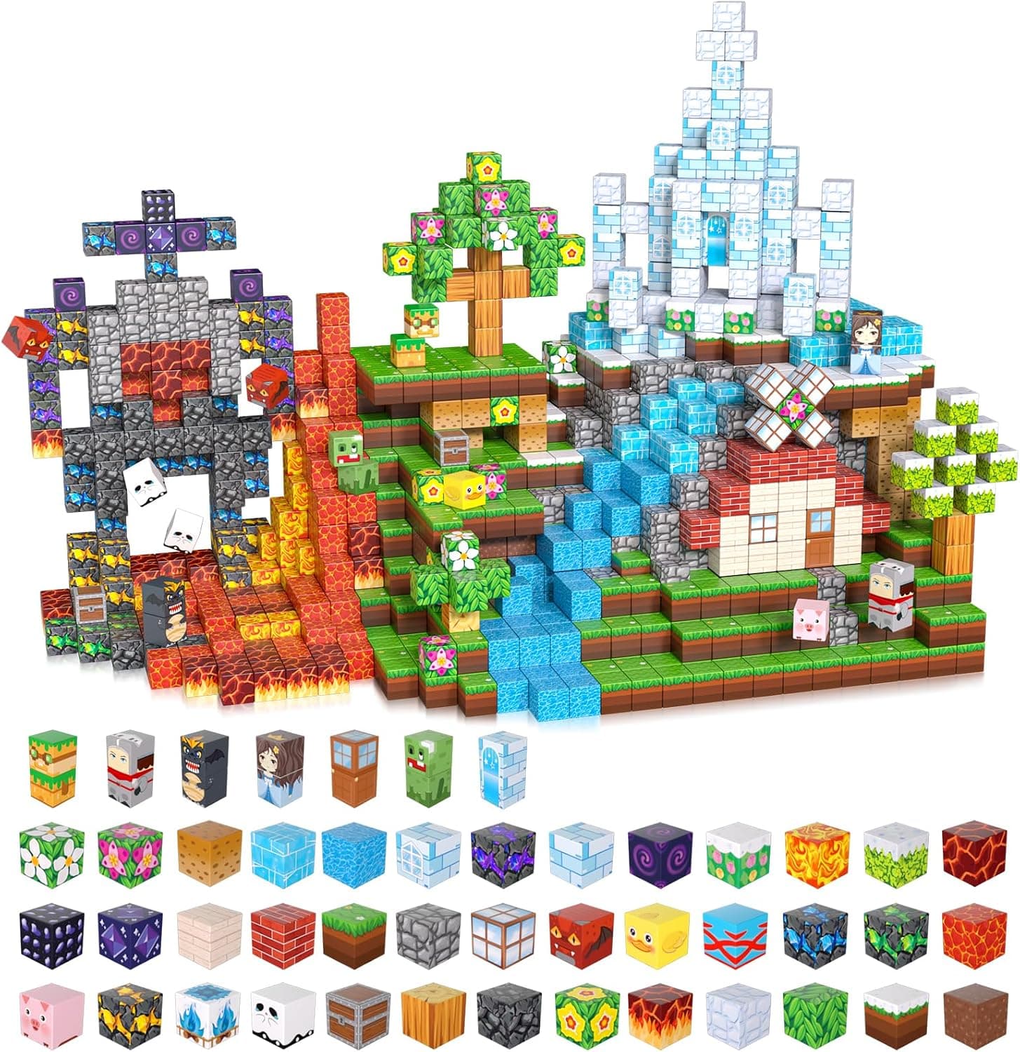 ACELIFE Bloques de construcción magnéticos 200 piezas, juguetes magnéticos creativos STEM Bloques de construcción magnéticos, juguetes regalos para niños y niñas de 3 4 5 6 7 8 años