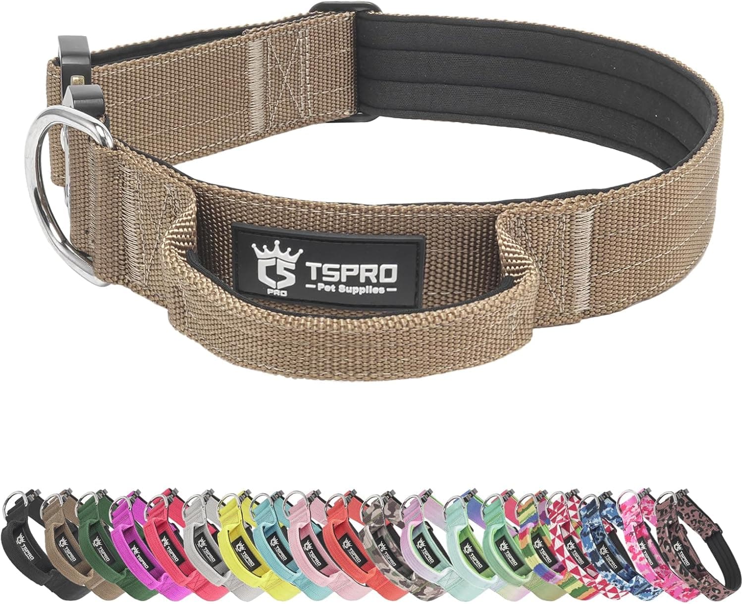 TSPRO Collar Táctico para Perros con Hebilla de Liberación Rápida y Manija