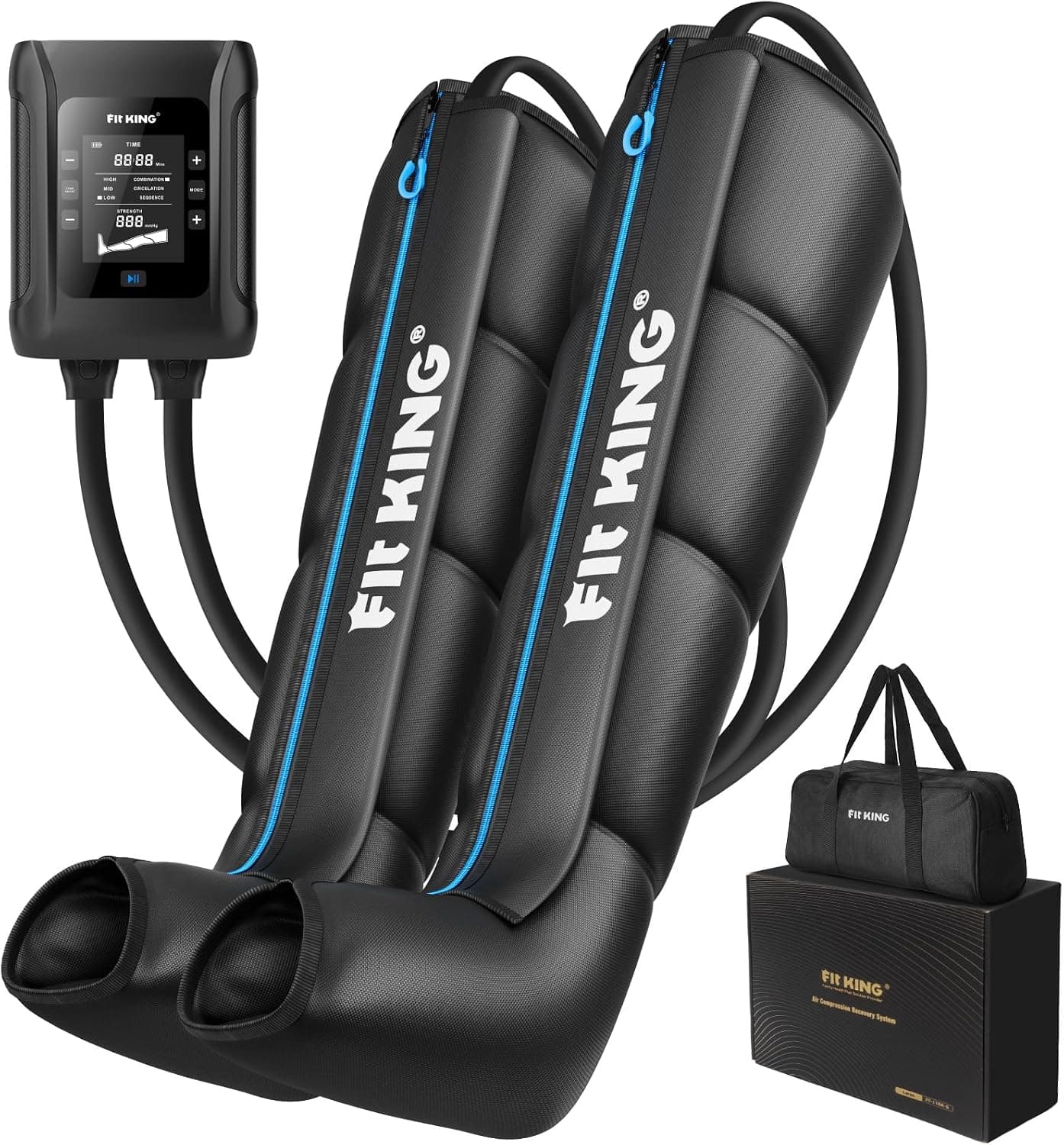 FIT KING Inalámbrica Presoterapia para Casa 12 Niveles Control 4 Zonas (S)