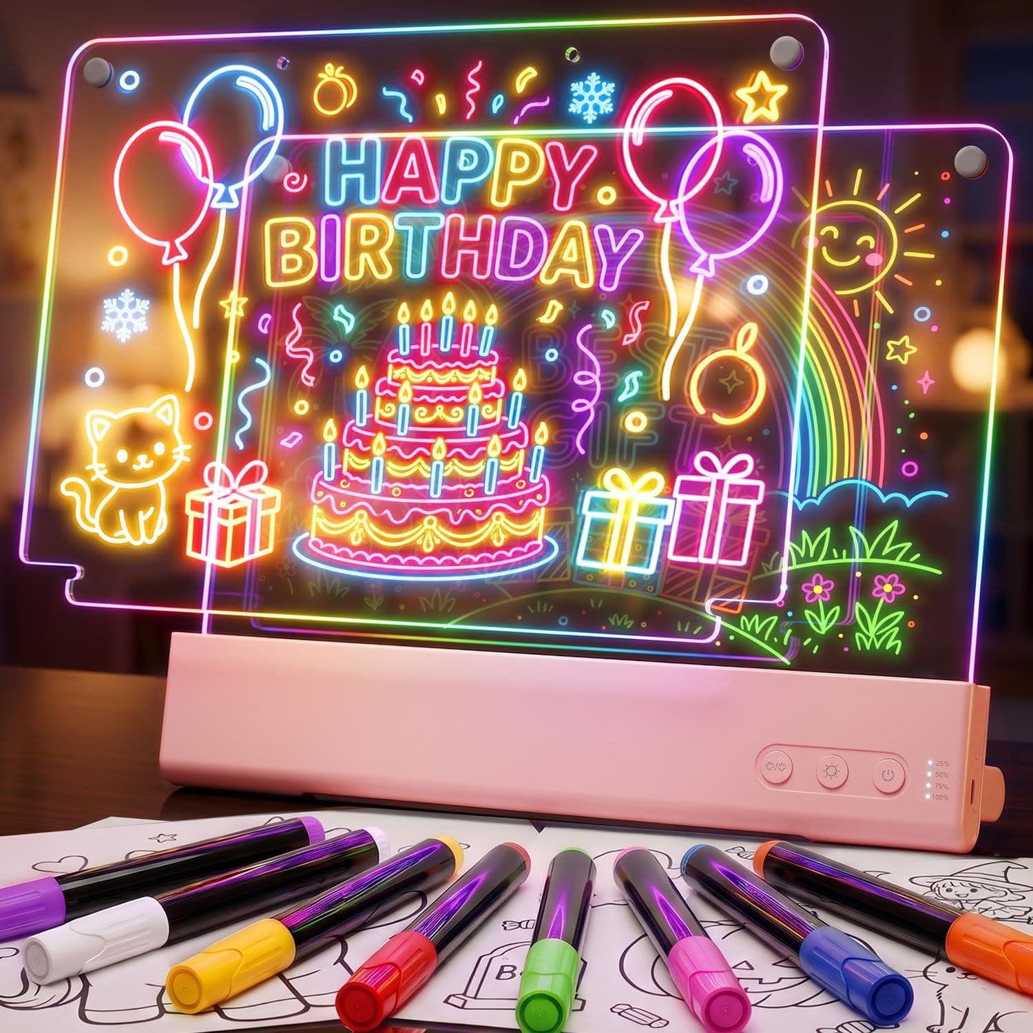 CIMELR Pizarra LED Luminosa de Dibujo Doble Capa Recargable Niños