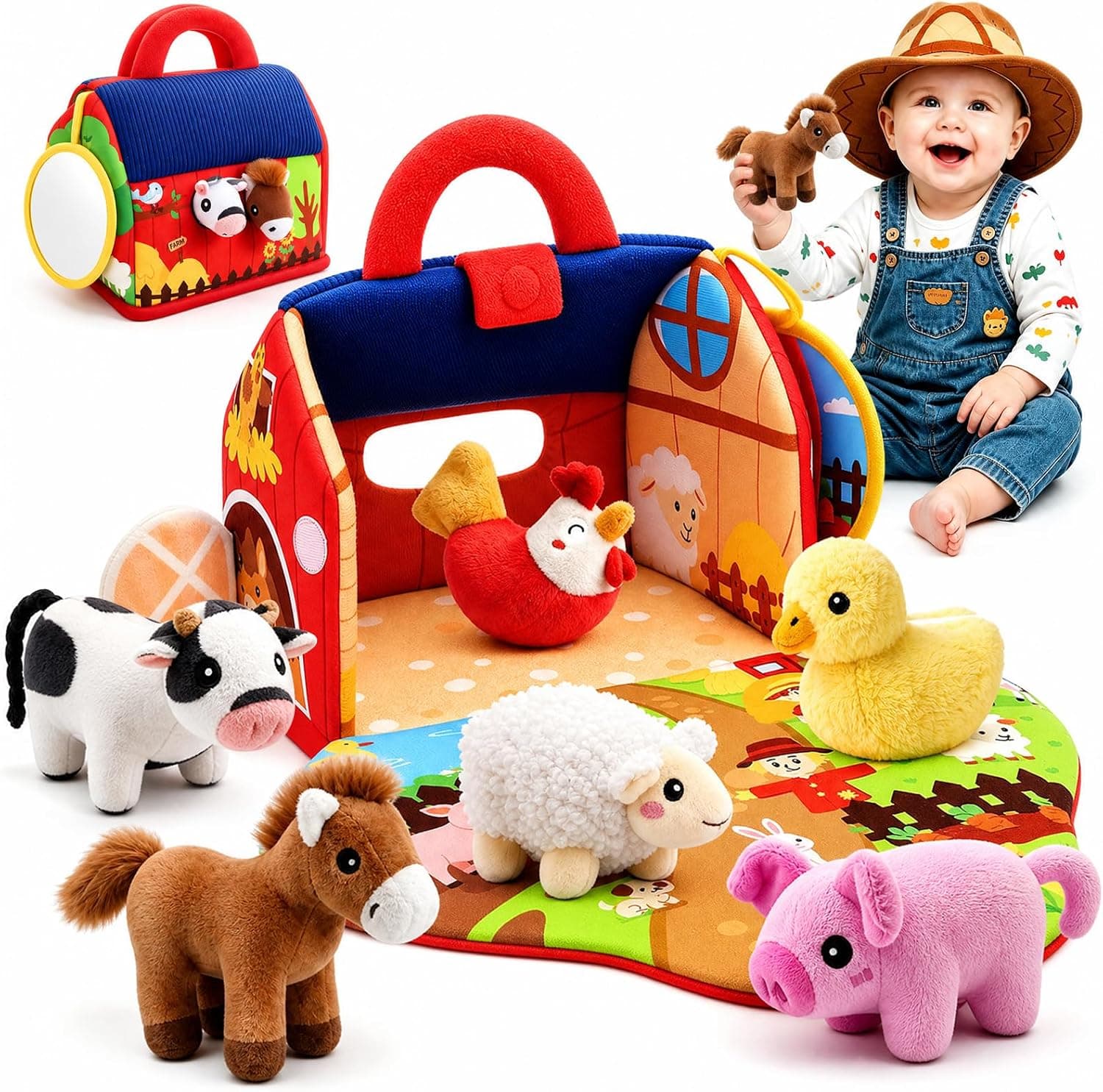 Toyzey Juguetes Bebes 6-12 Meses, Granja Juguete de Peluche Regalo Bebe 6 9 12 Meses Juguetes Montessori 1 Años Juegos Sensoriales Educativos Regalo Niño Niña 1 Años Juegos Bebe 6-12 Meses