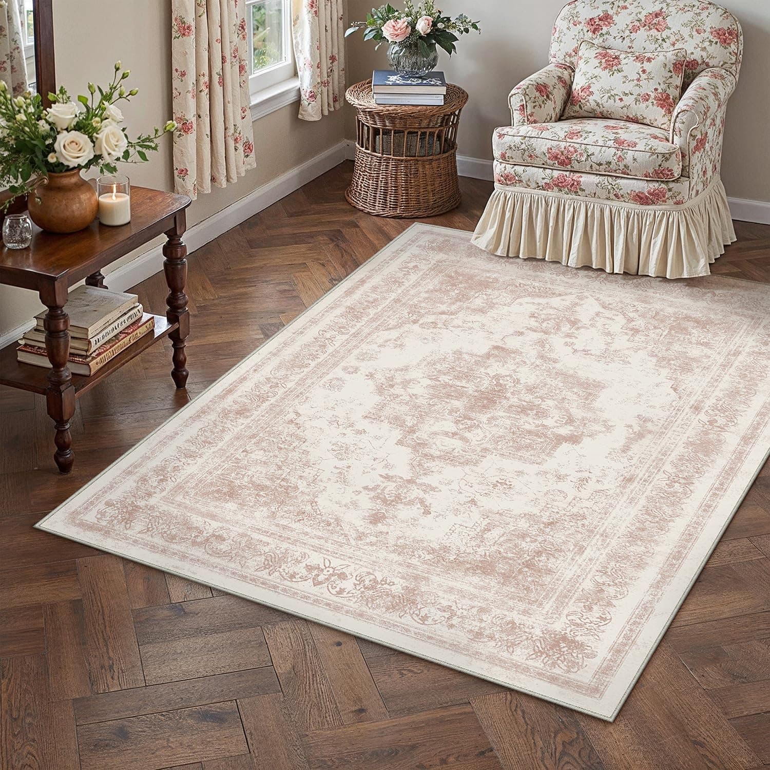 HUGEAR Alfombra Salon 120x180cm Rosa Vintage