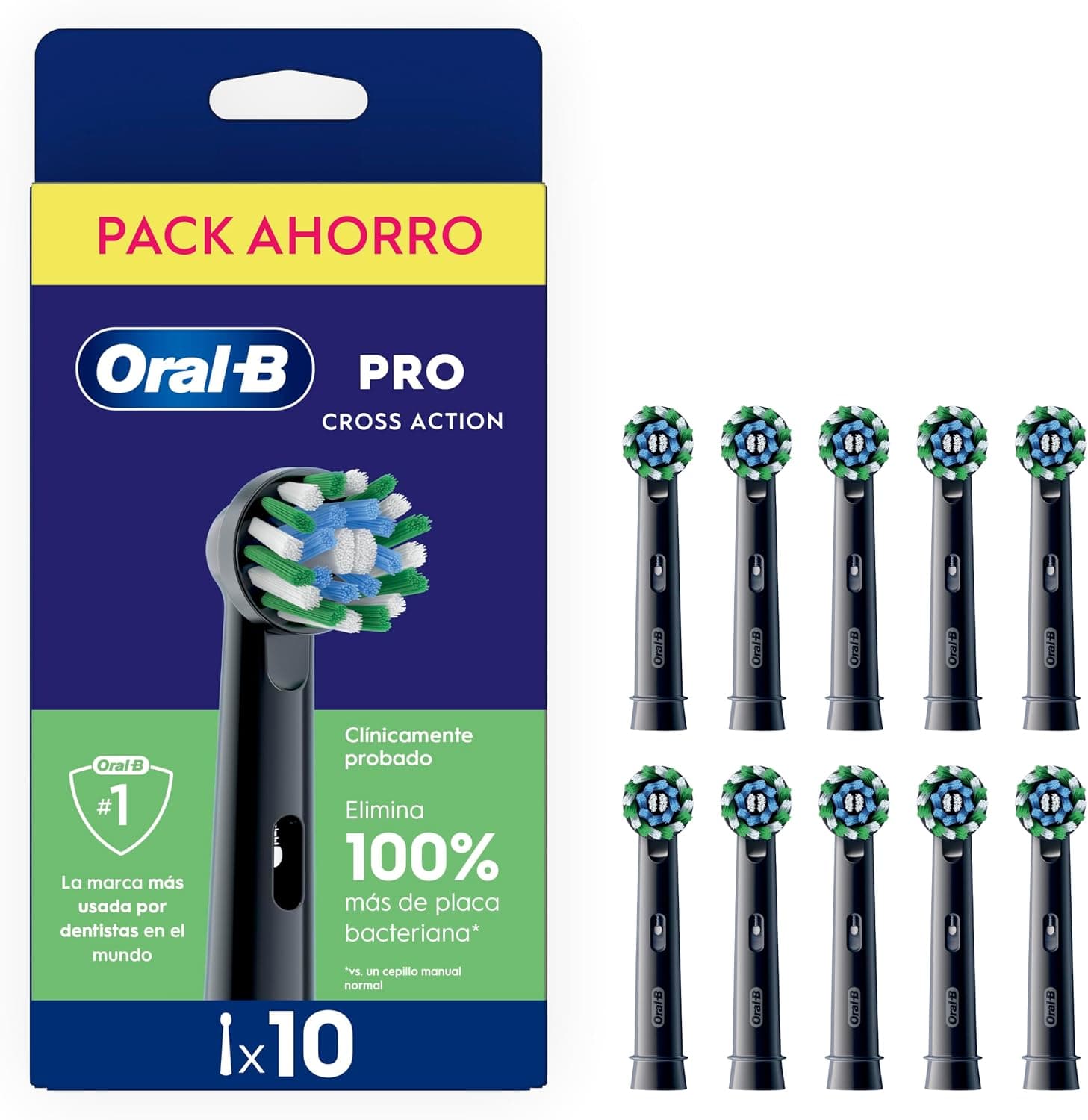 Oral-B Pro CrossAction Cabezales de Recambio Originales, Negro, Pack de 10